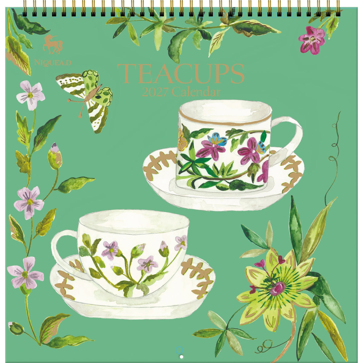 2027 Teacups - Spiral Square Wall Calendar