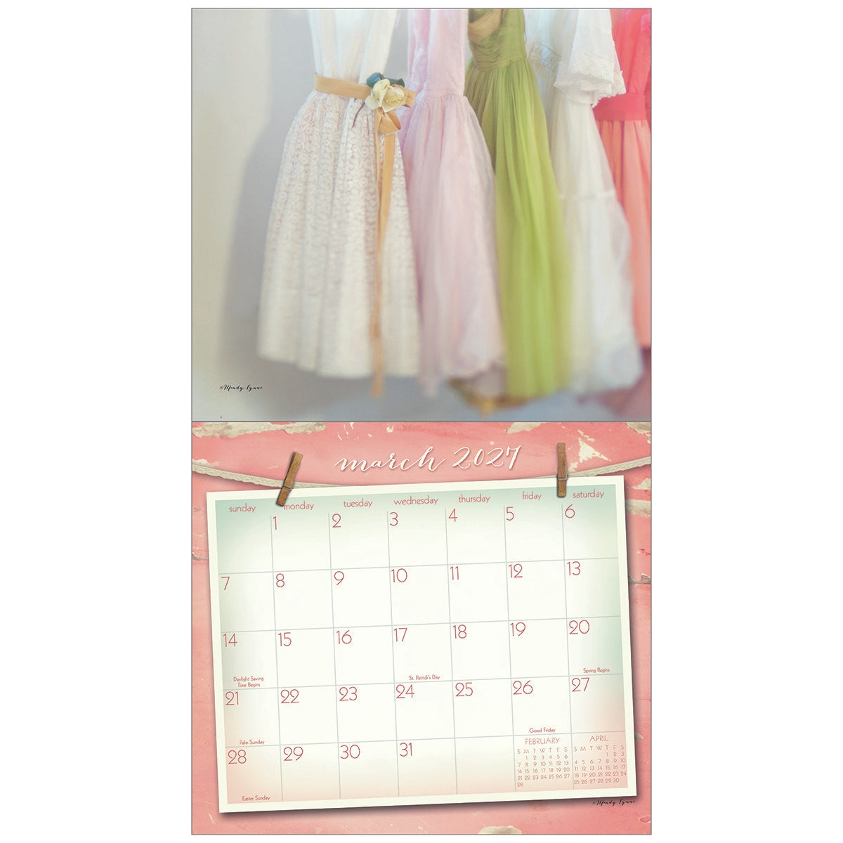2027 Vintage Pink - Deluxe Wall Calendar by Mandy Lynne