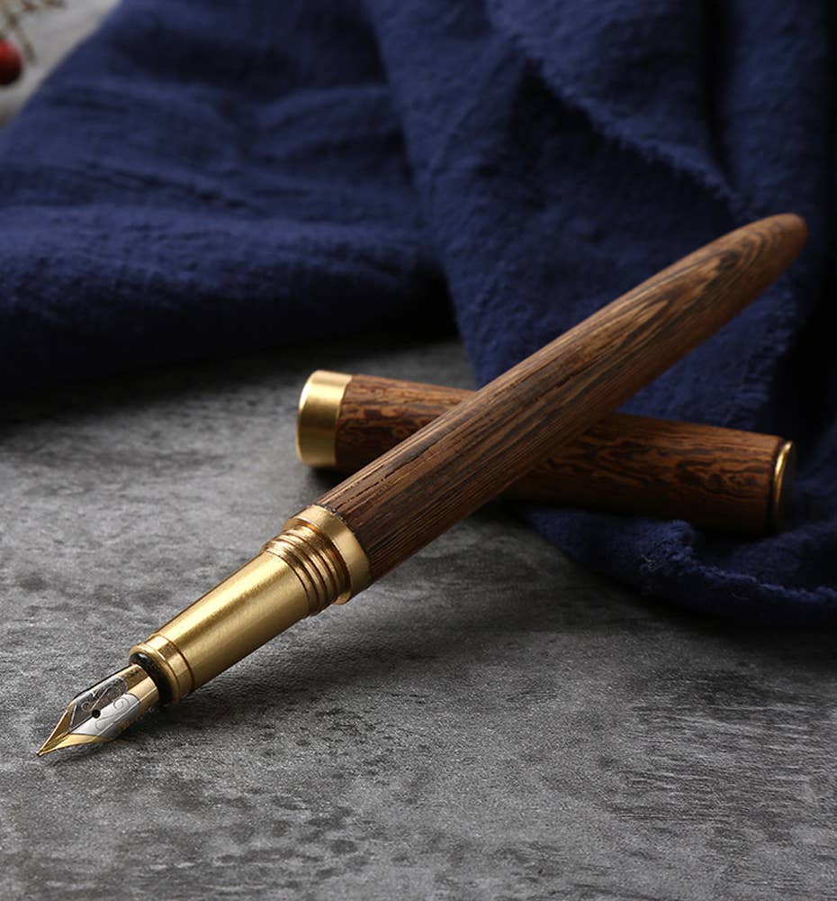 Handmade Wood Fountain Pen | The Hemmingway : Wenge (Boxed)