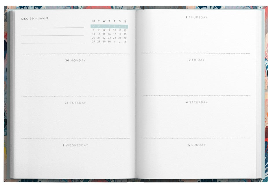 2026 Scalloped Marble A6 - Monthly & Weekly Diary/Planner