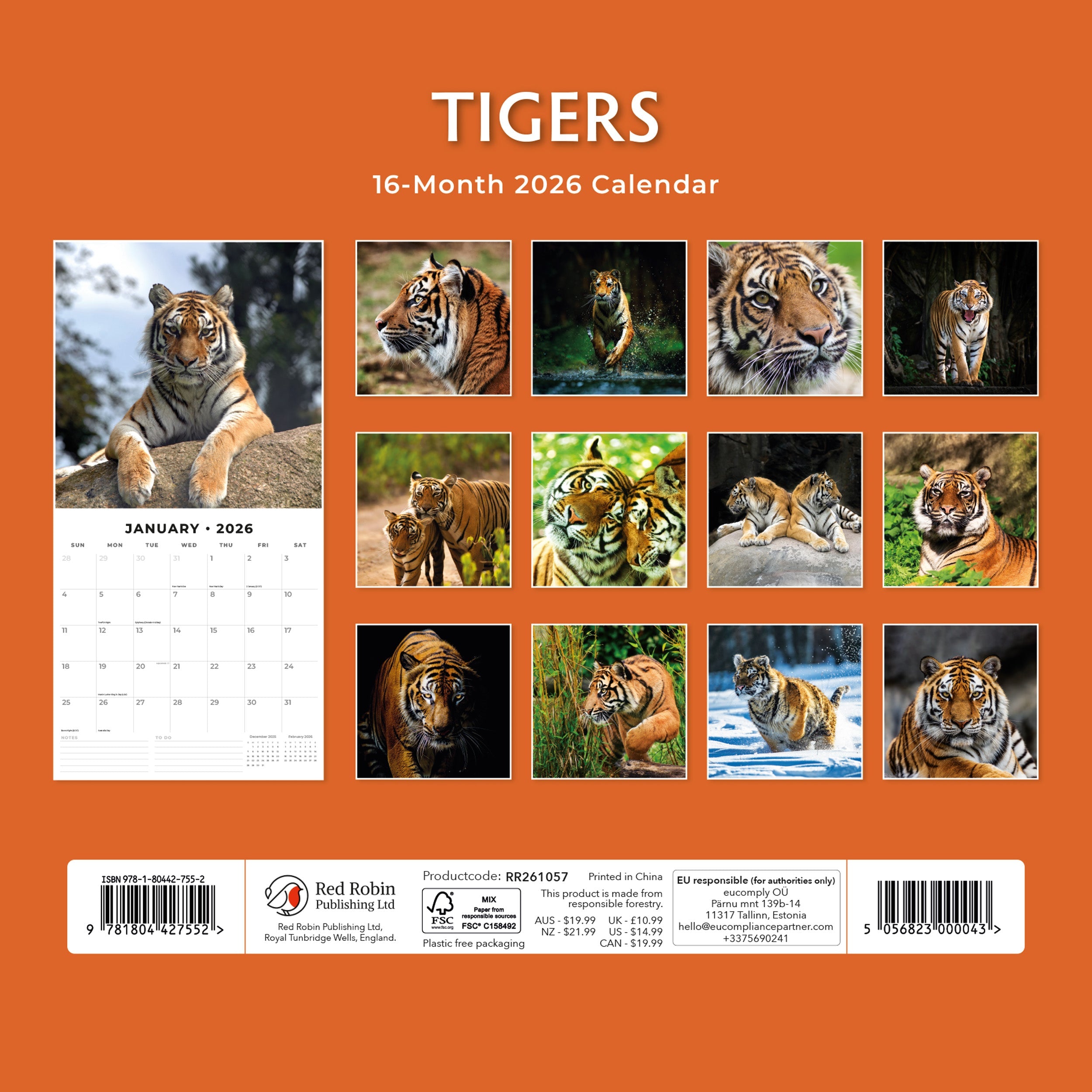 2026 Tigers - Square Wall Calendar