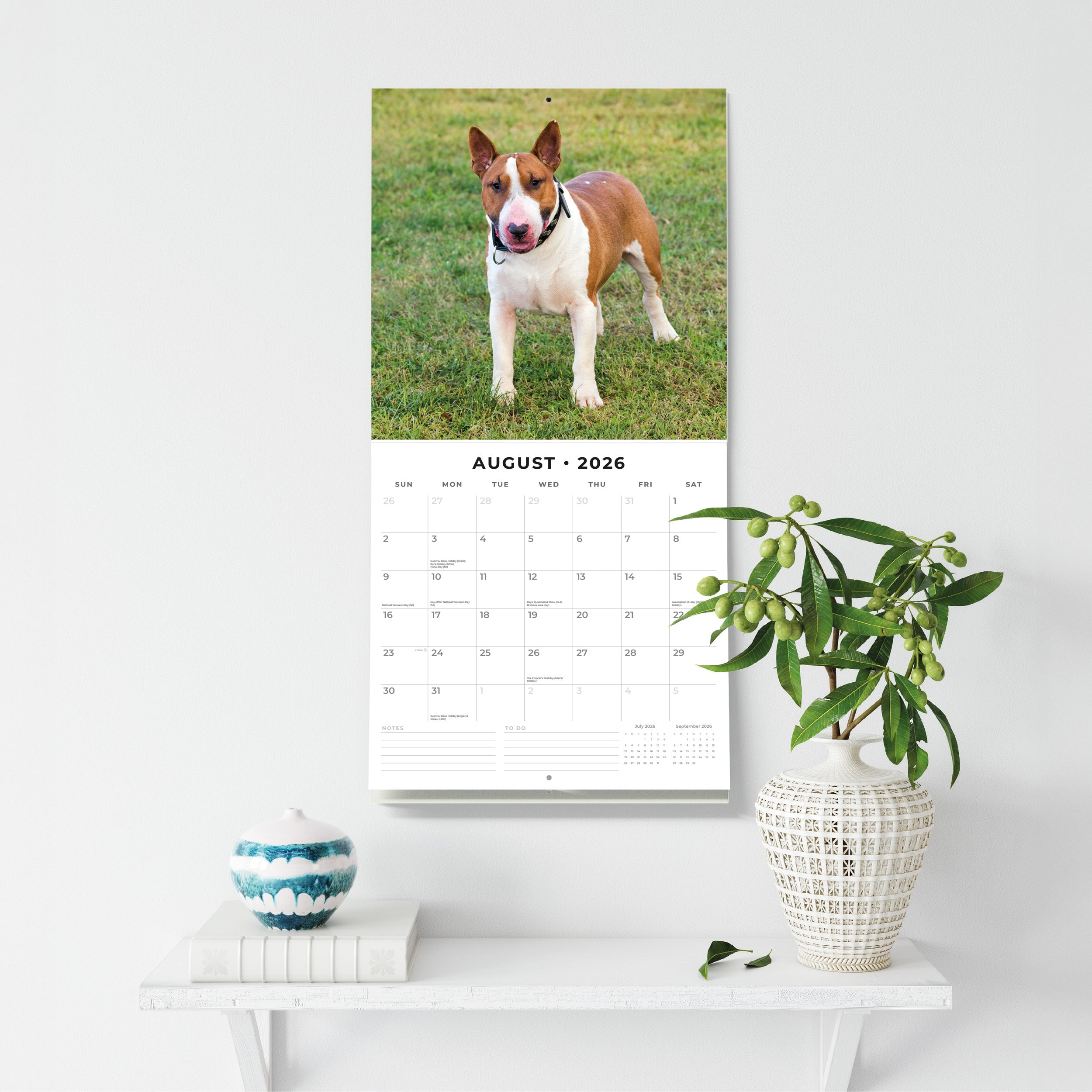 2026 Bull Terriers - Square Wall Calendar