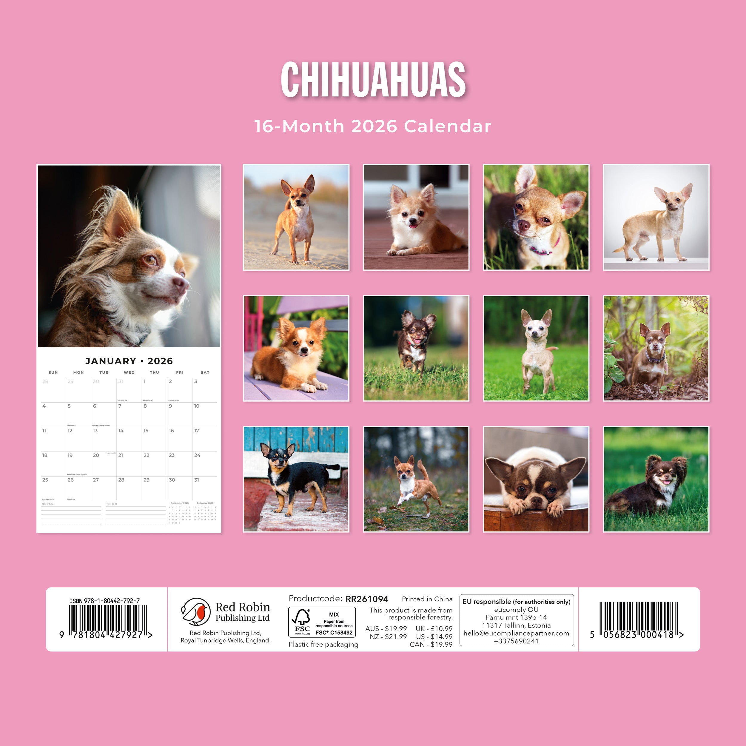 2026 Chihuahuas - Square Wall Calendar