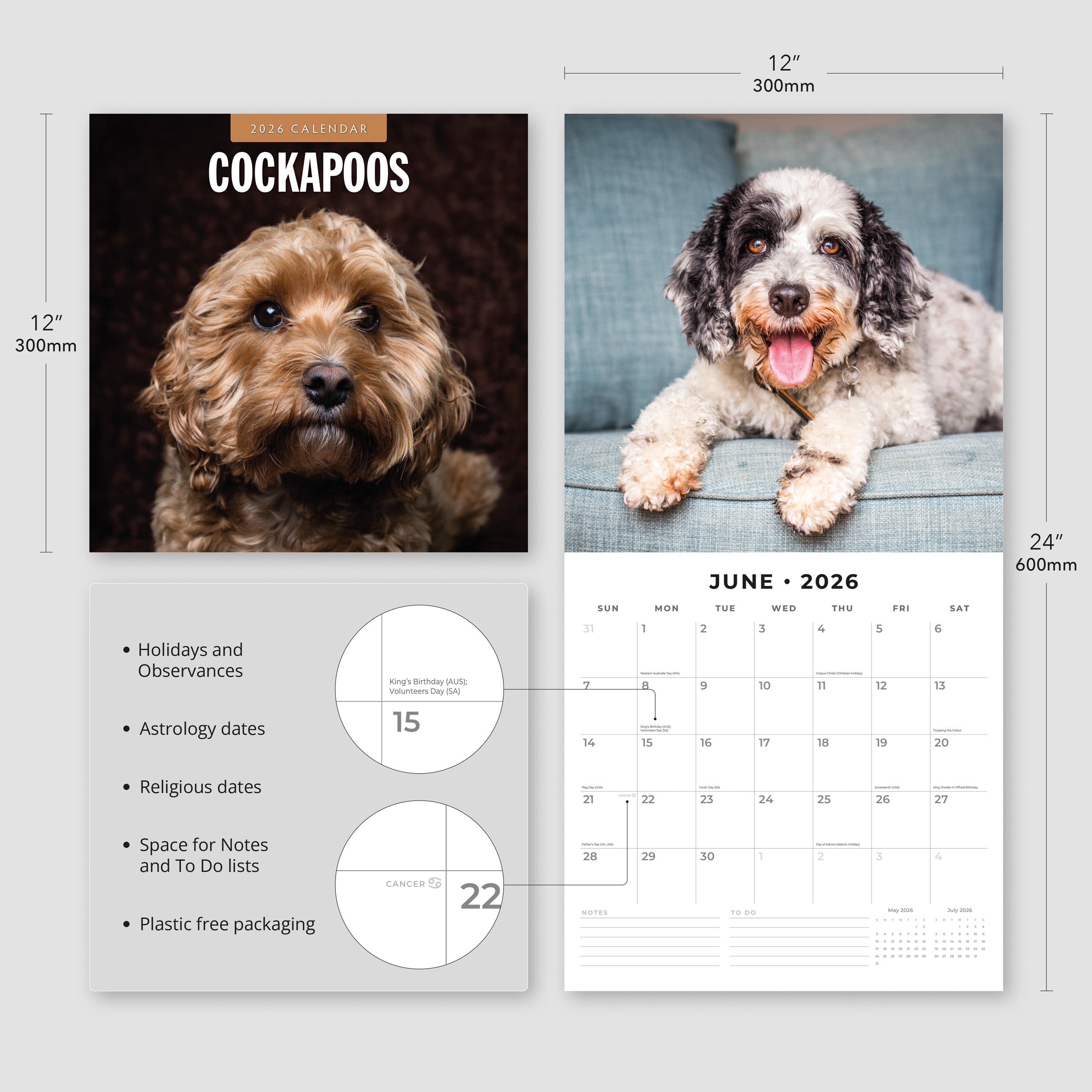 2026 Cockapoos - Square Wall Calendar