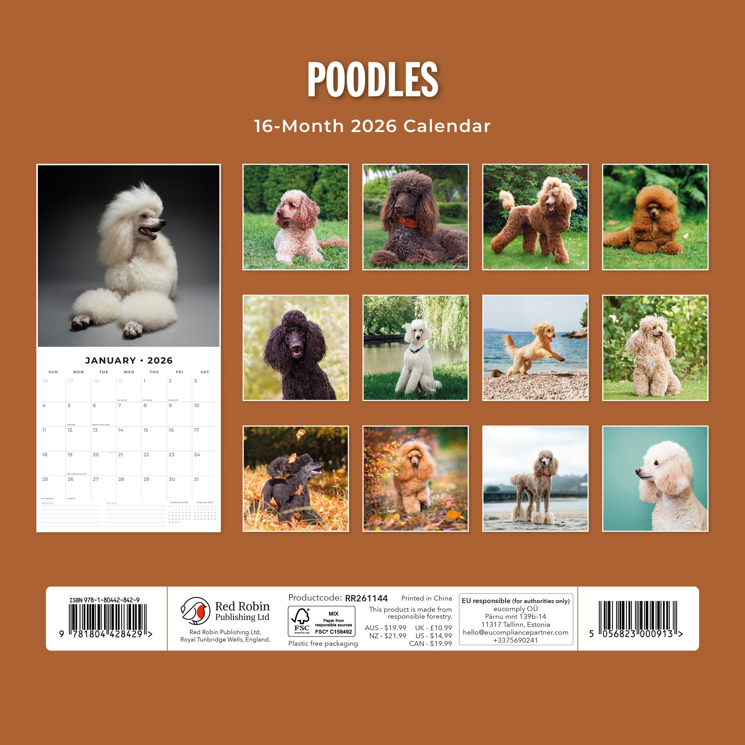 2026 Poodles - Square Wall Calendar