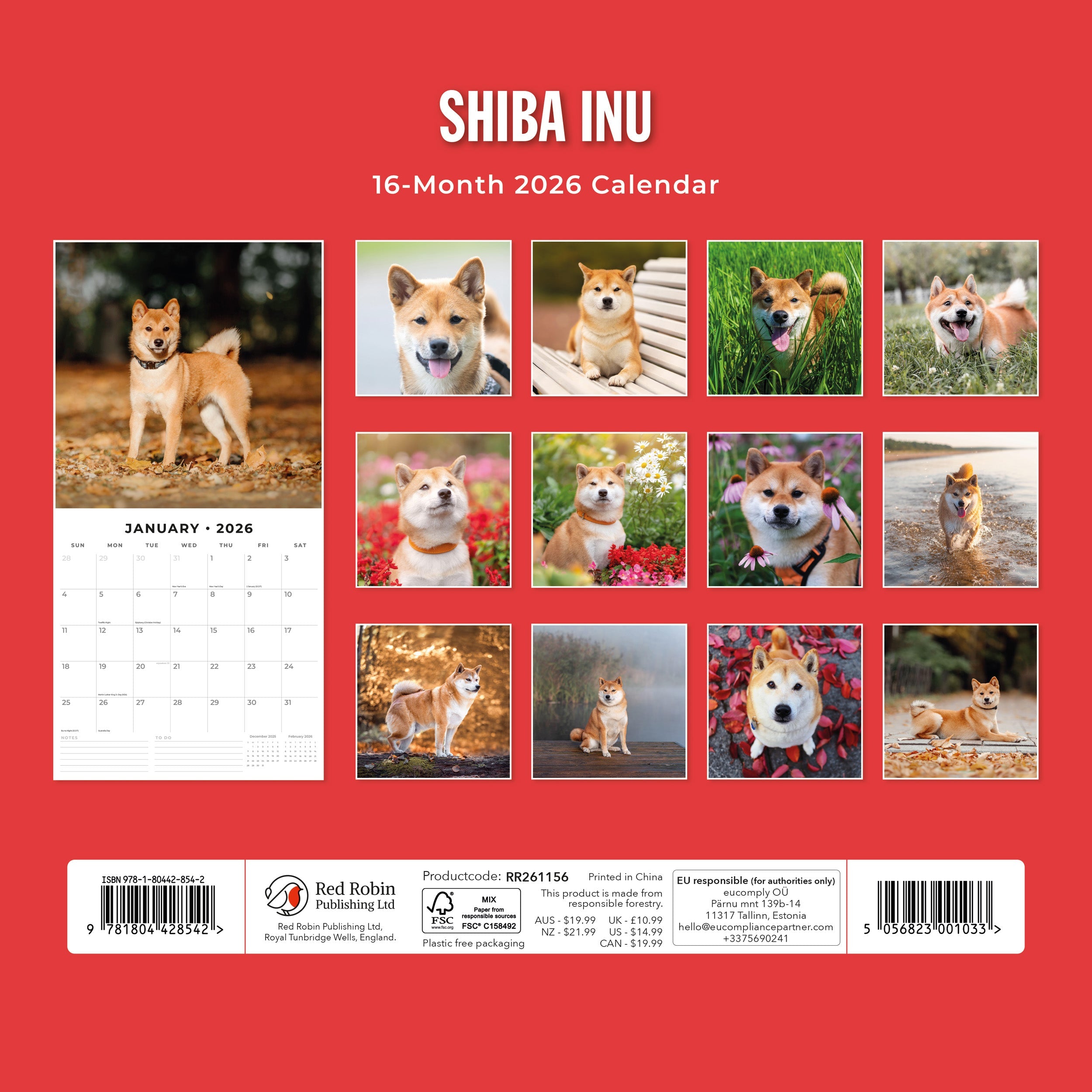 2026 Shiba Inu - Square Wall Calendar