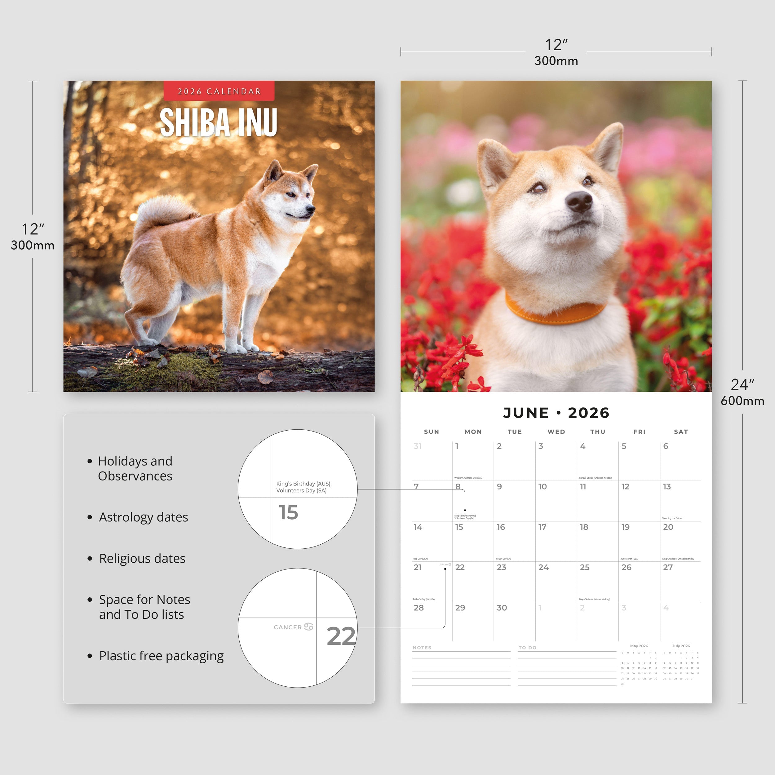 2026 Shiba Inu - Square Wall Calendar