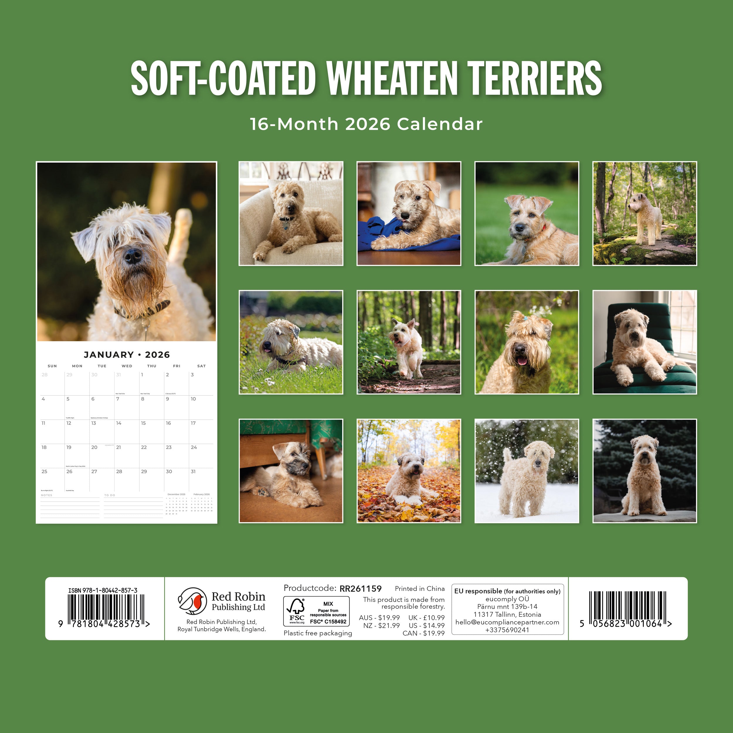 2026 Soft-coated Wheaten Terriers - Square Wall Calendar