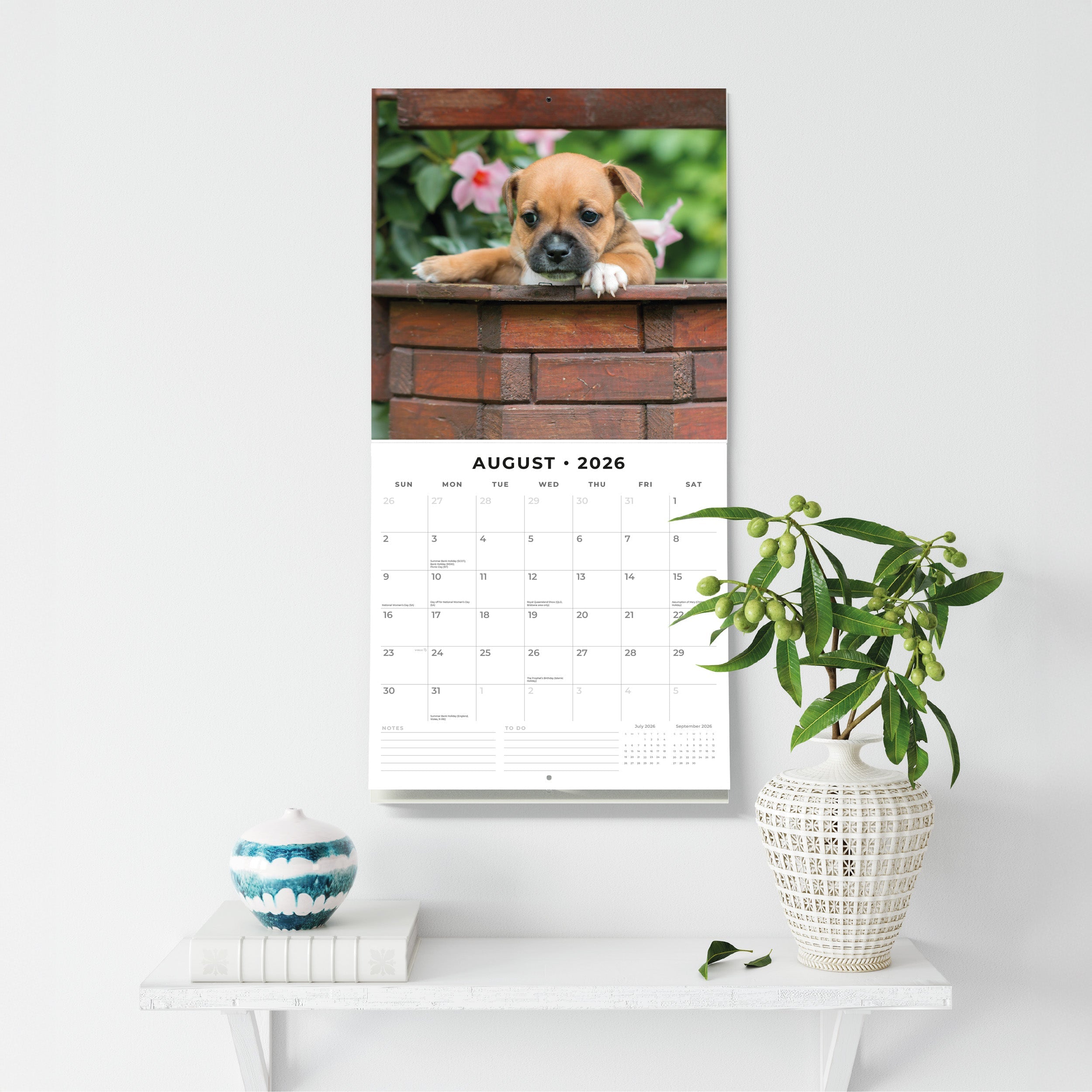 2026 Staffordshire Bull Terrier Puppies - Square Wall Calendar
