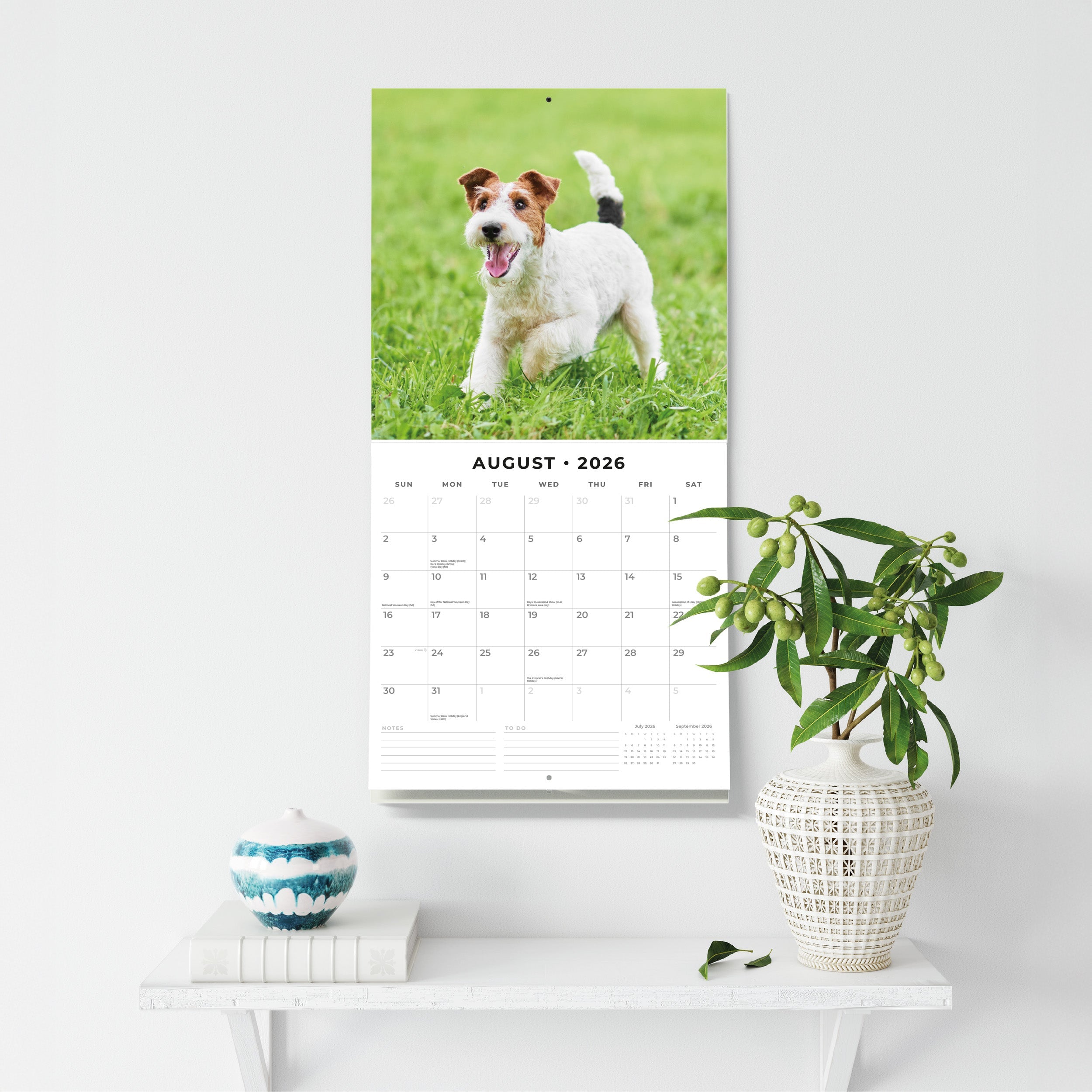 2026 Wire Fox Terriers - Square Wall Calendar