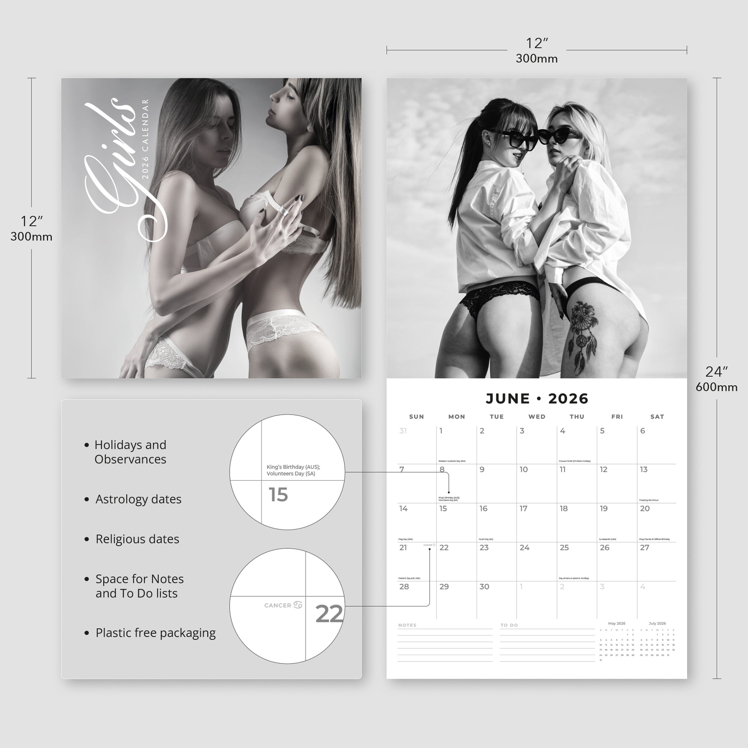 2026 Girls - Square Wall Calendar