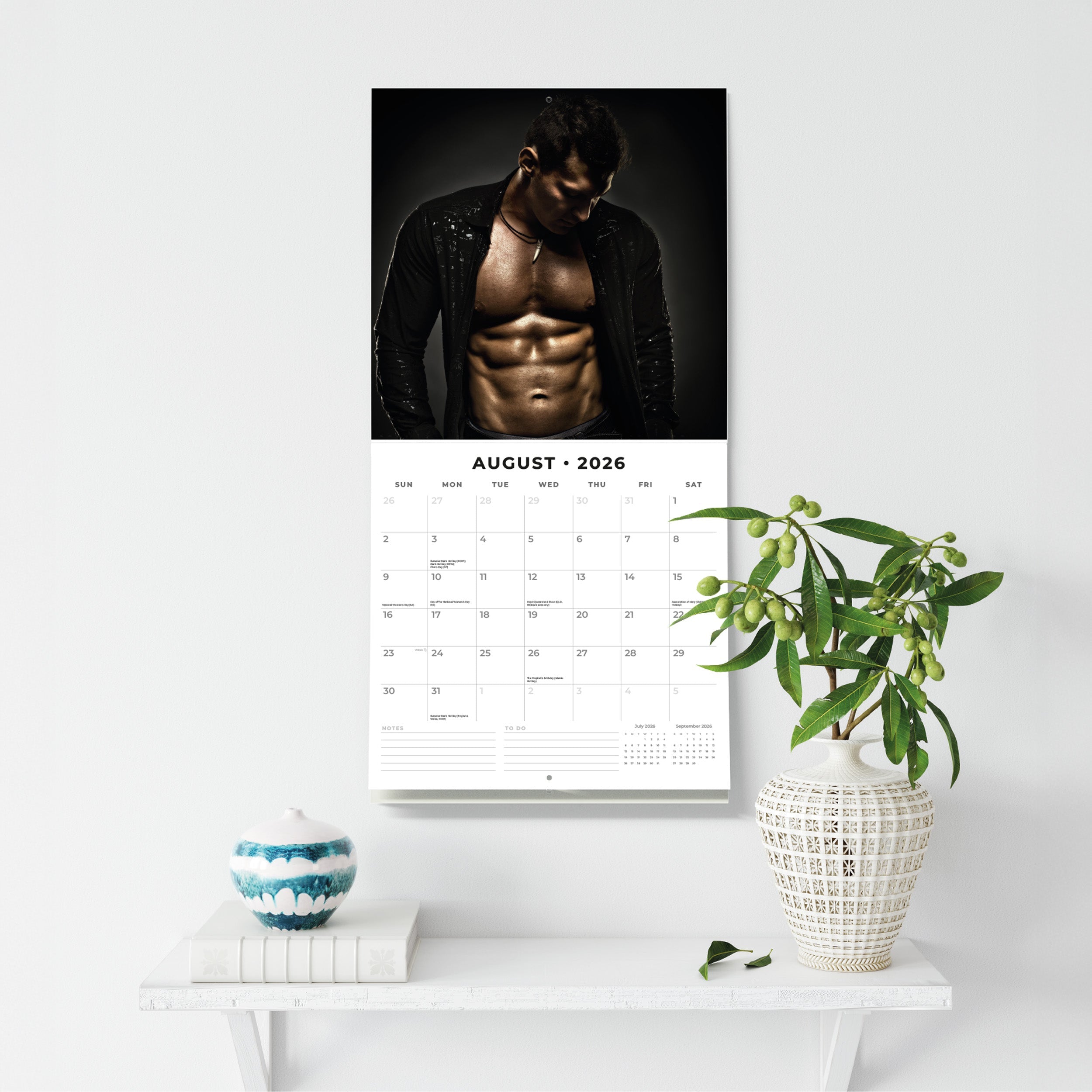 2026 Hot Guys - Square Wall Calendar