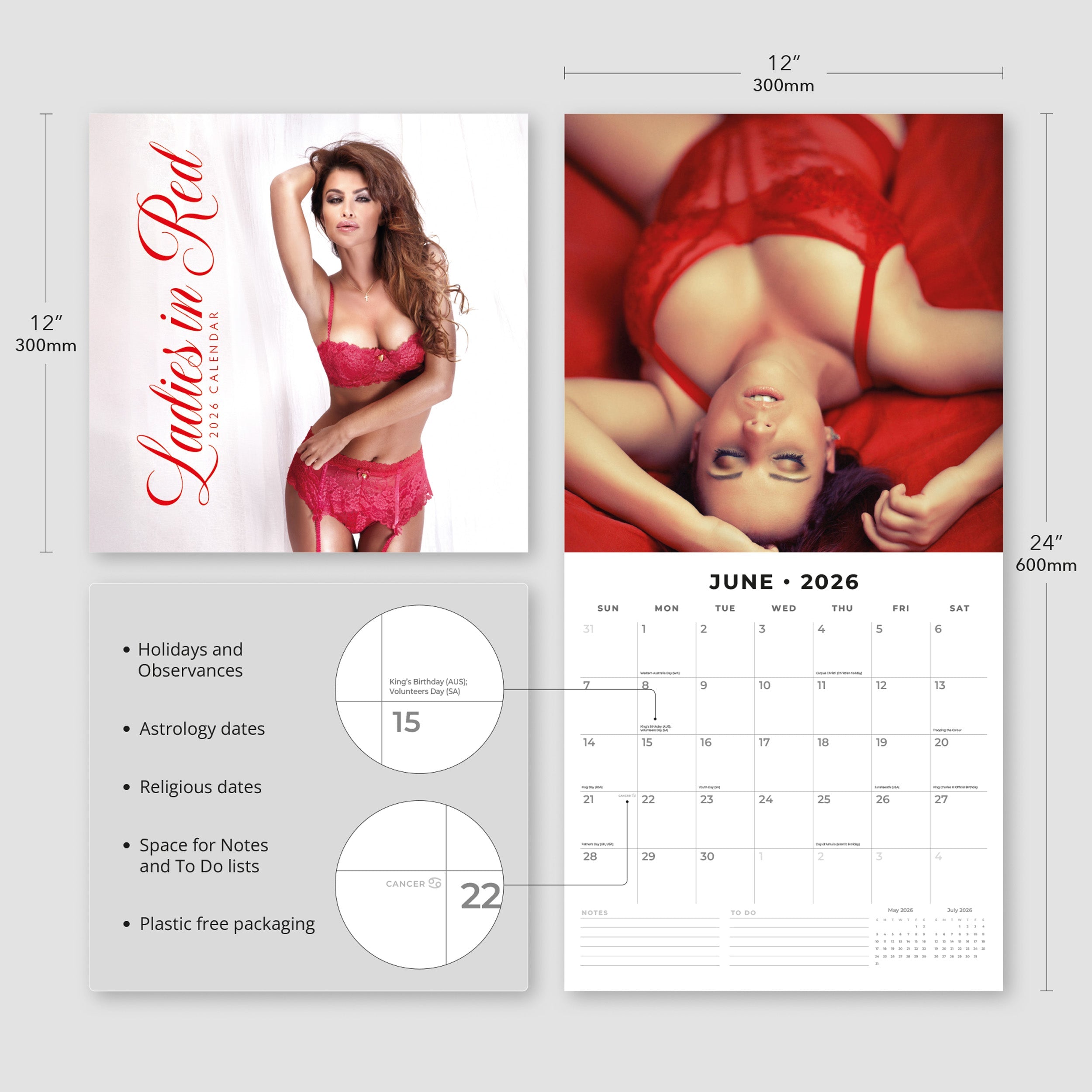 2026 Ladies in Red - Square Wall Calendar