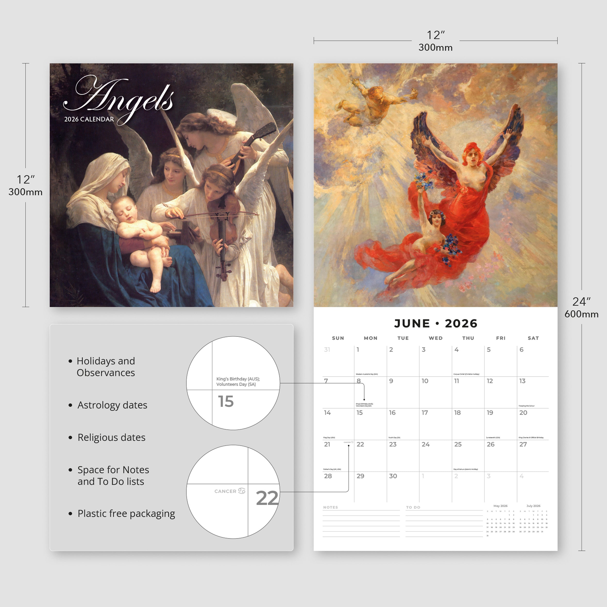 2026 Angels - Square Wall Calendar