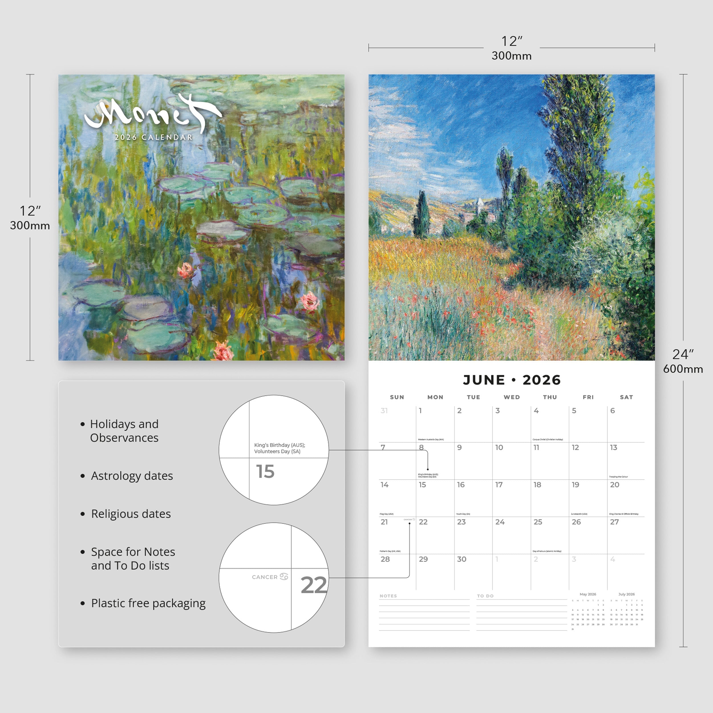 2026 Monet - Square Wall Calendar