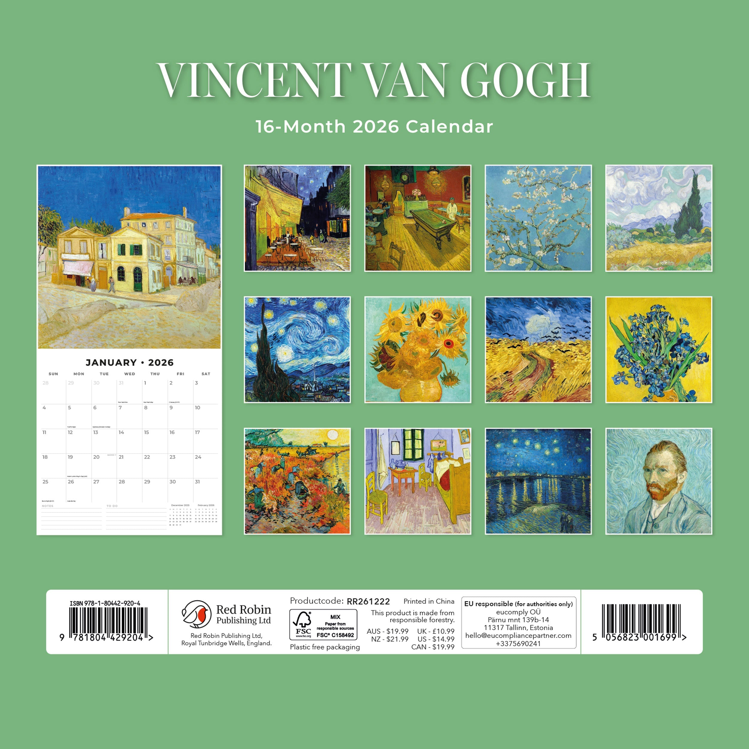 2026 Van Gogh - Square Wall Calendar