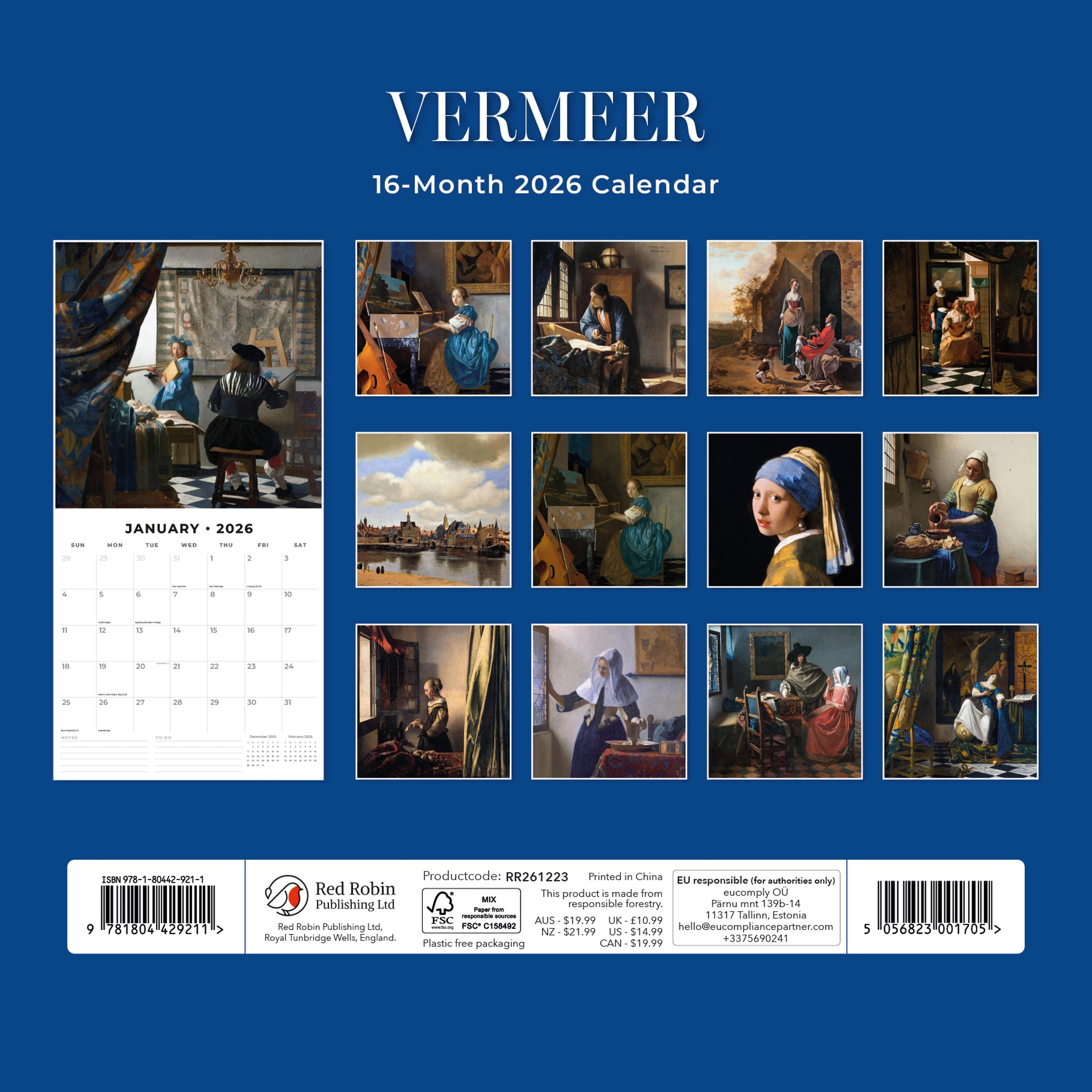 2026 Vermeer - Square Wall Calendar