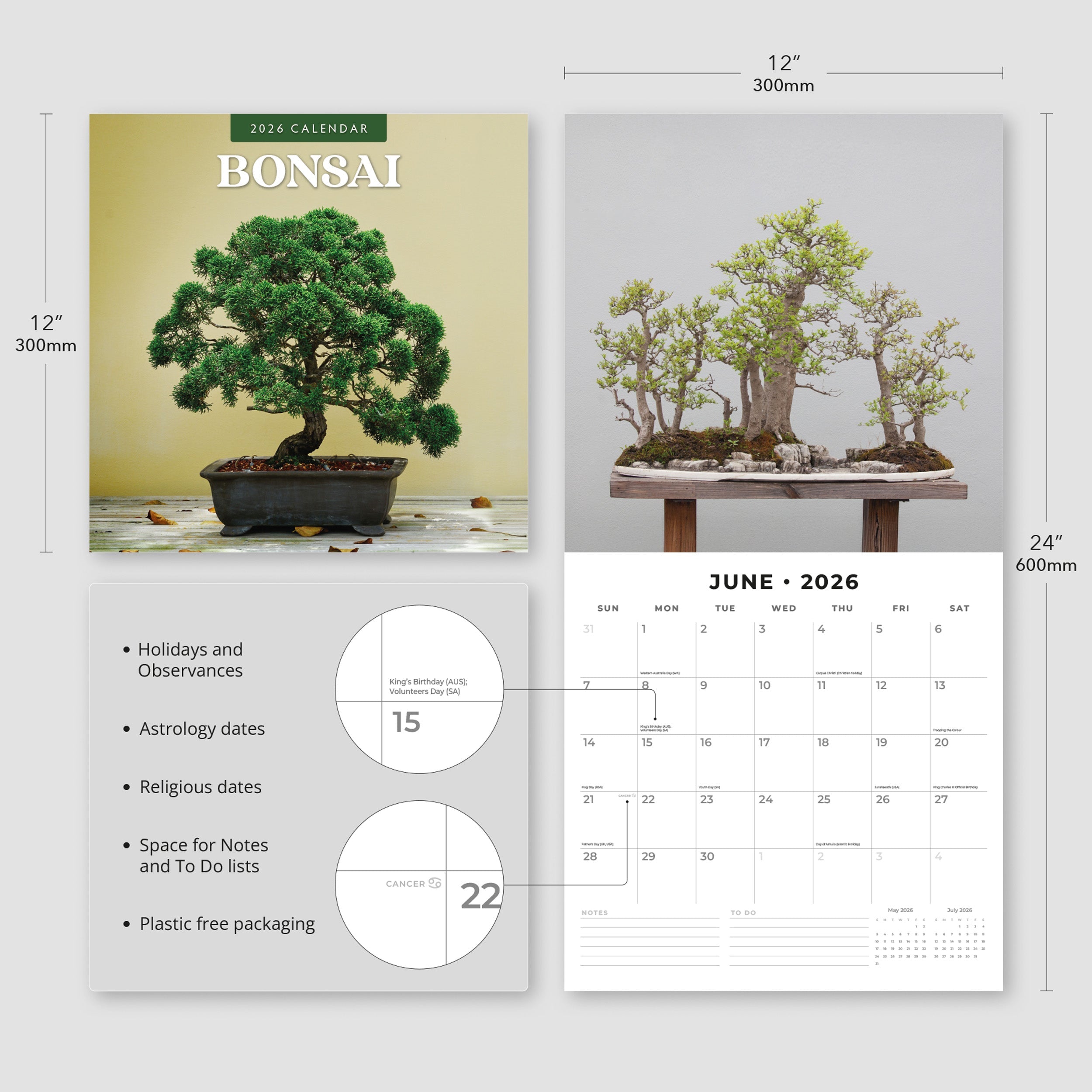 2026 Bonsai - Square Wall Calendar