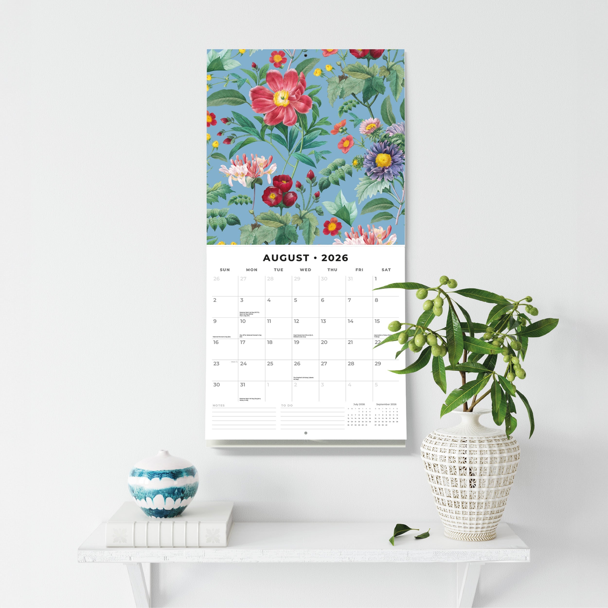 2026 Botanical Flowers - Square Wall Calendar