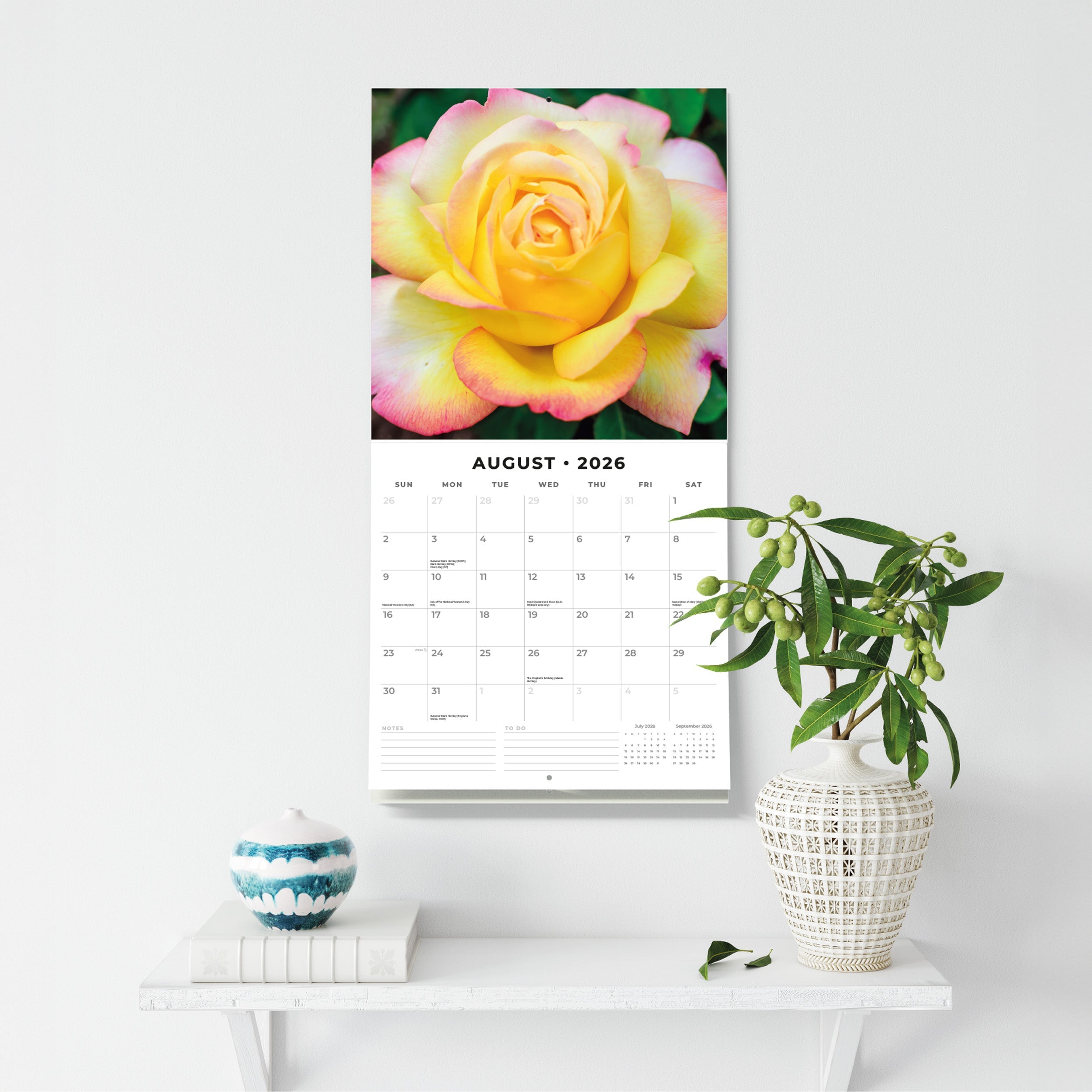 2026 Roses - Square Wall Calendar