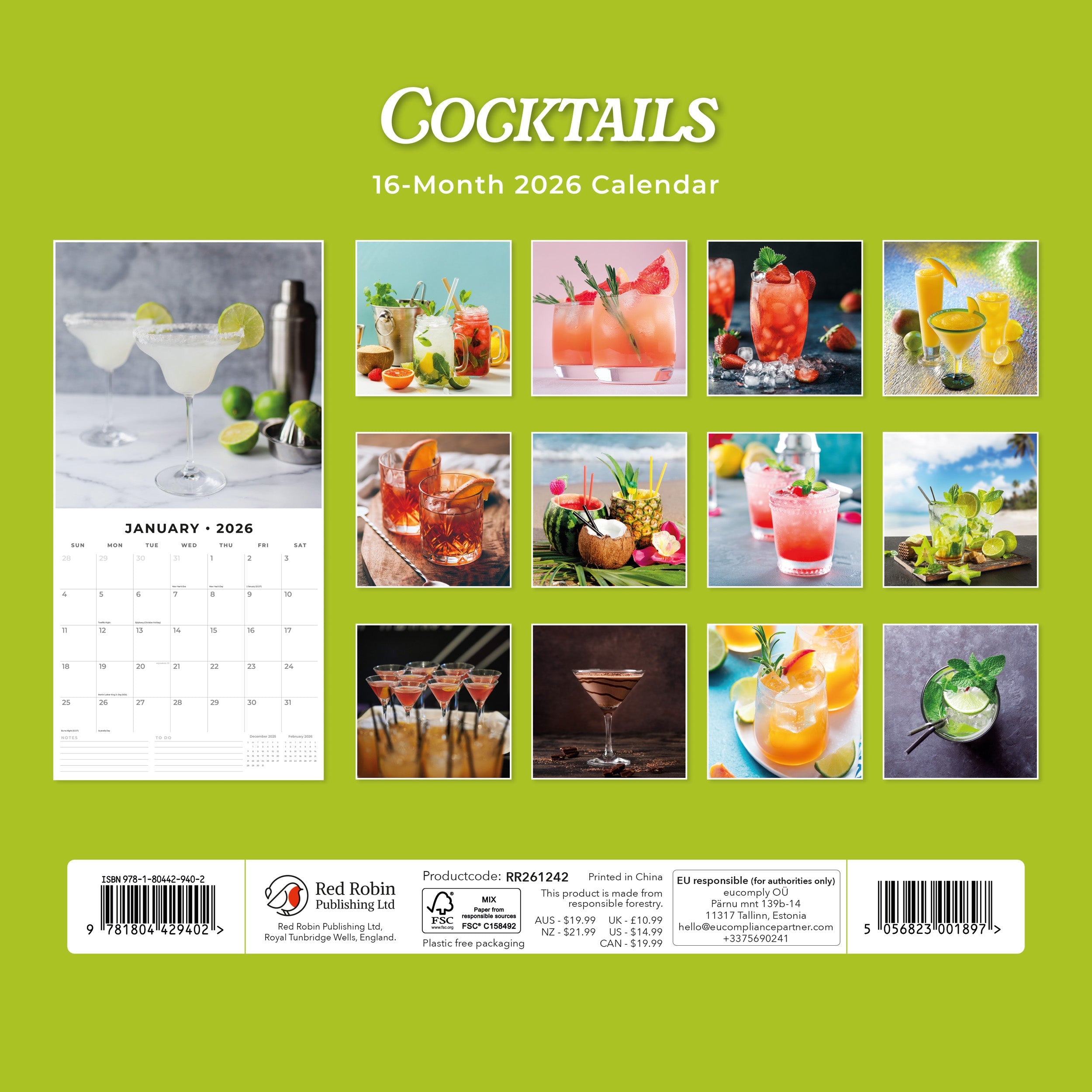 2026 Cocktails - Square Wall Calendar