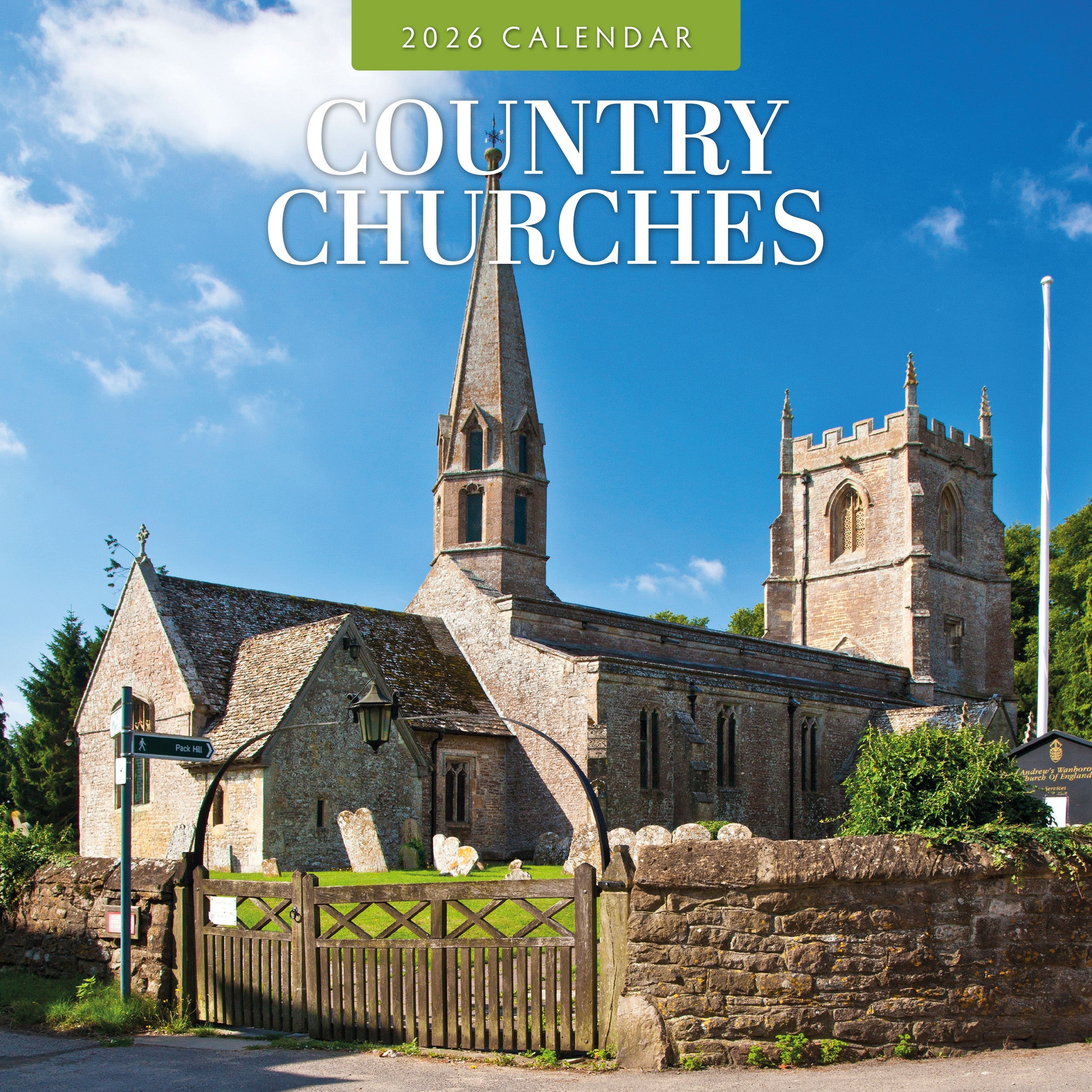 2026 Country Churches - Square Wall Calendar