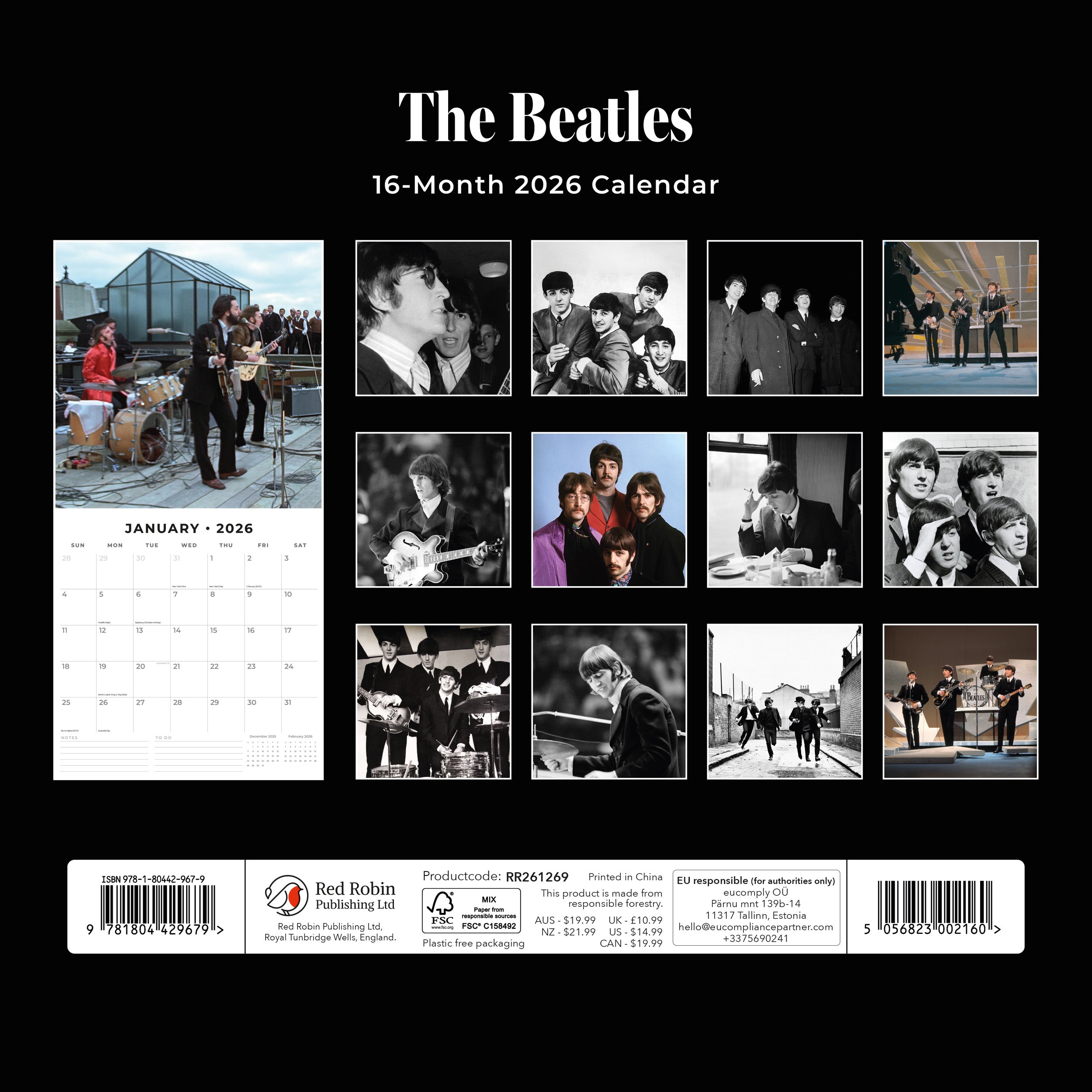 2026 The Beatles - Square Wall Calendar