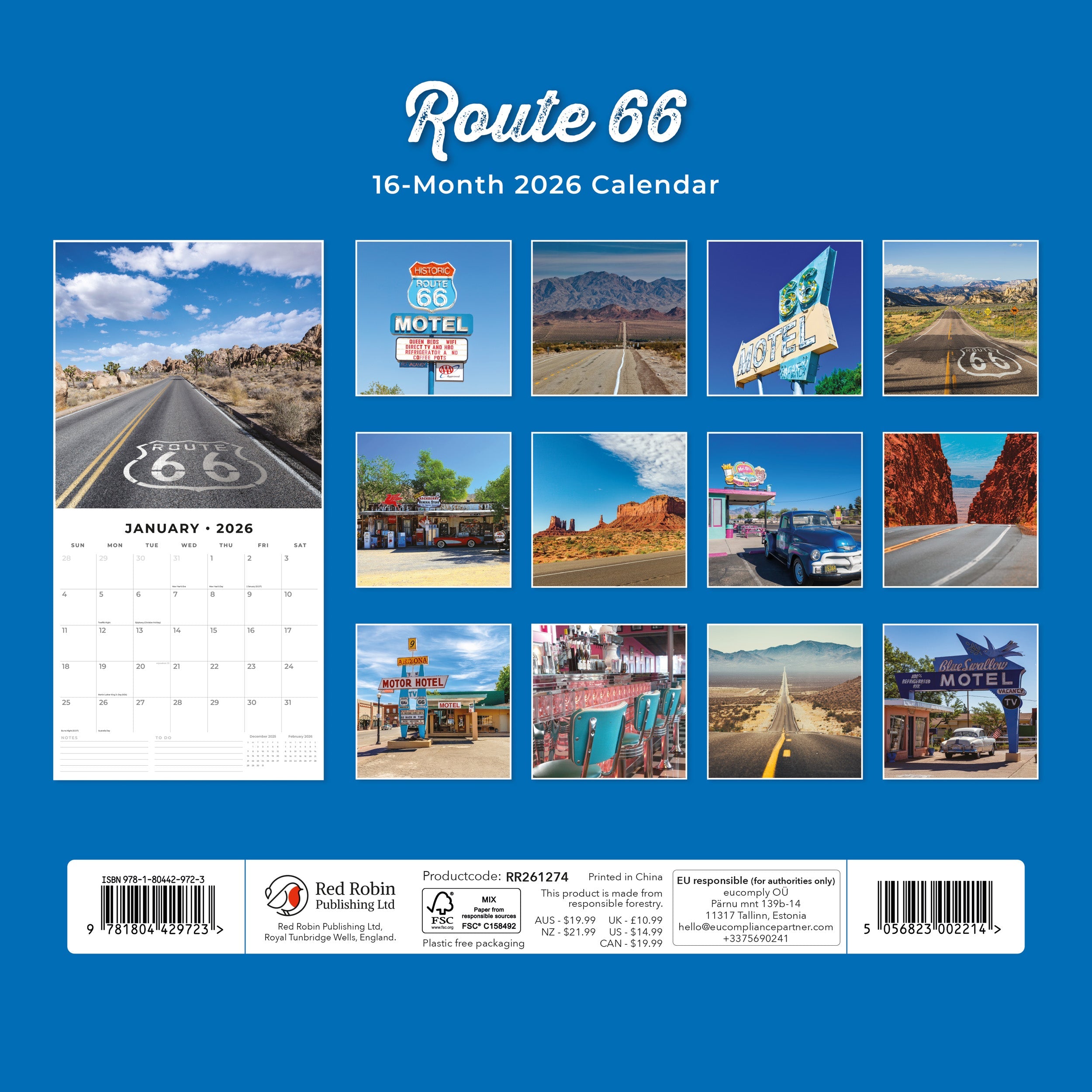 2026 Route 66 - Square Wall Calendar
