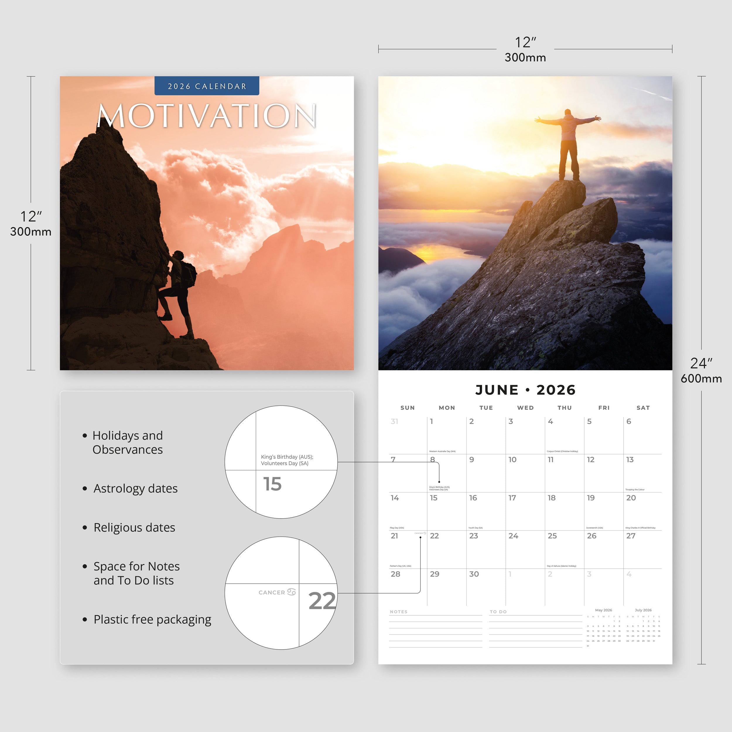 2026 Motivation - Square Wall Calendar