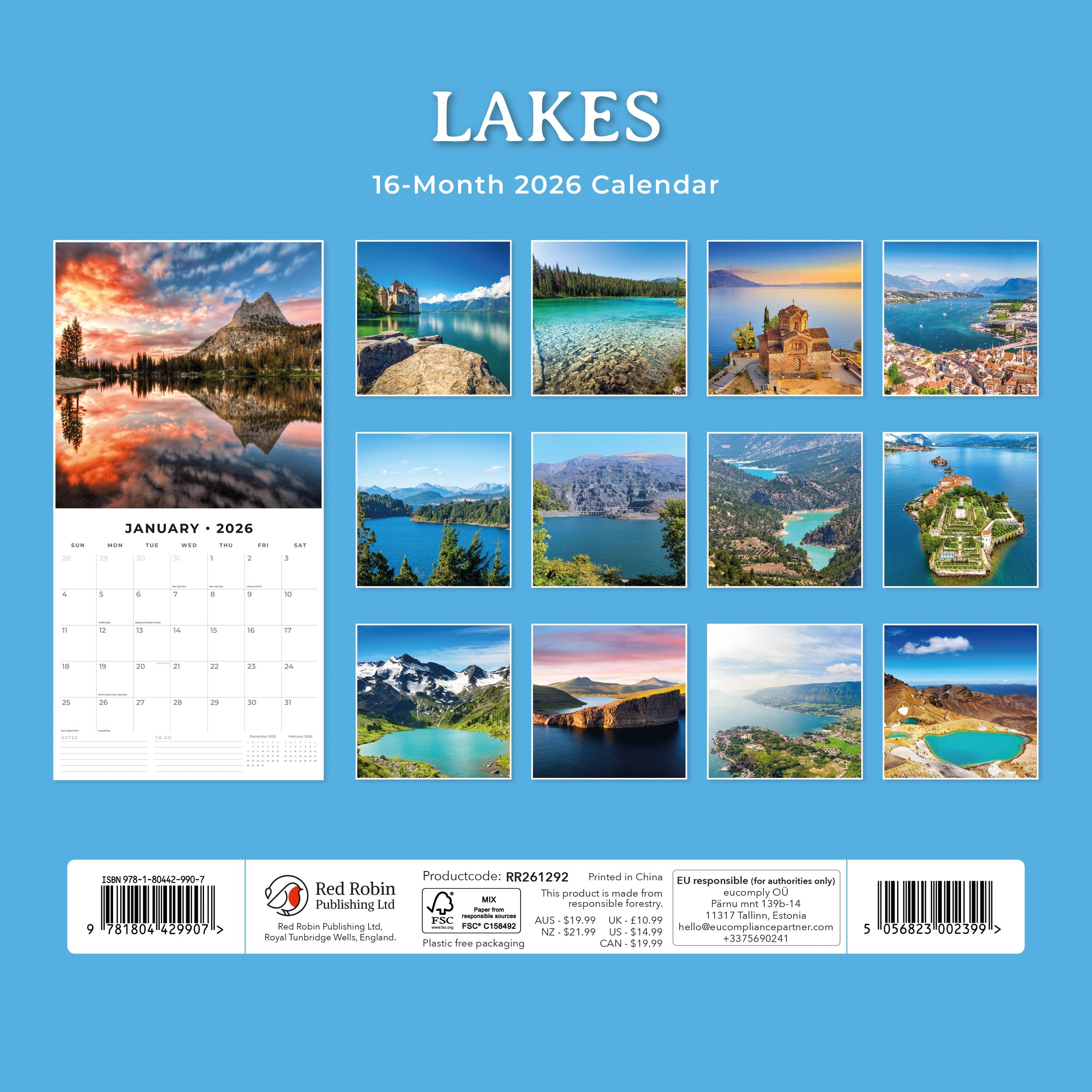 2026 Lakes - Square Wall Calendar