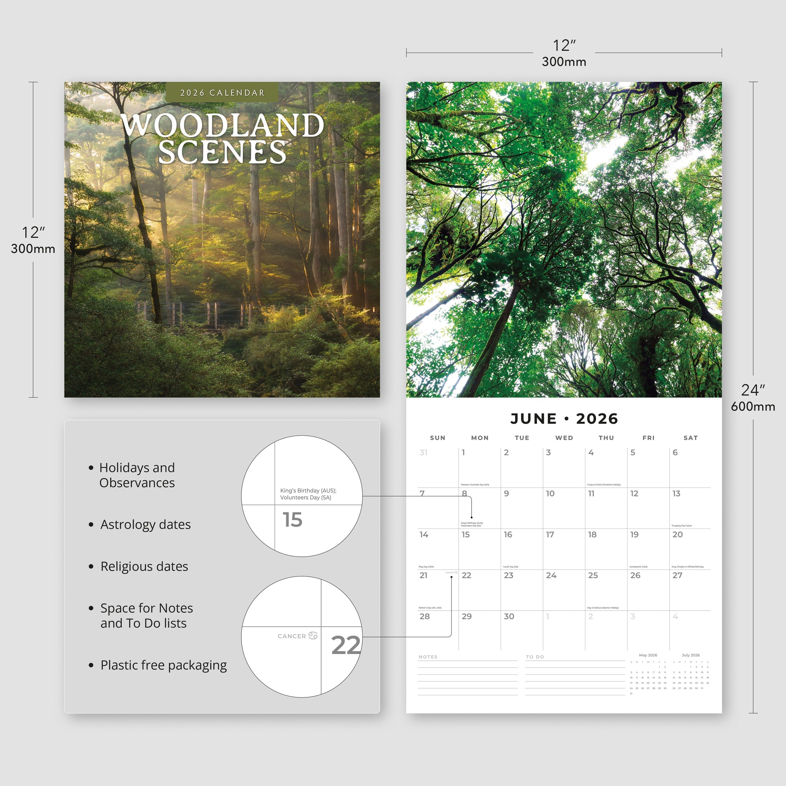 2026 Woodland Scenes - Square Wall Calendar