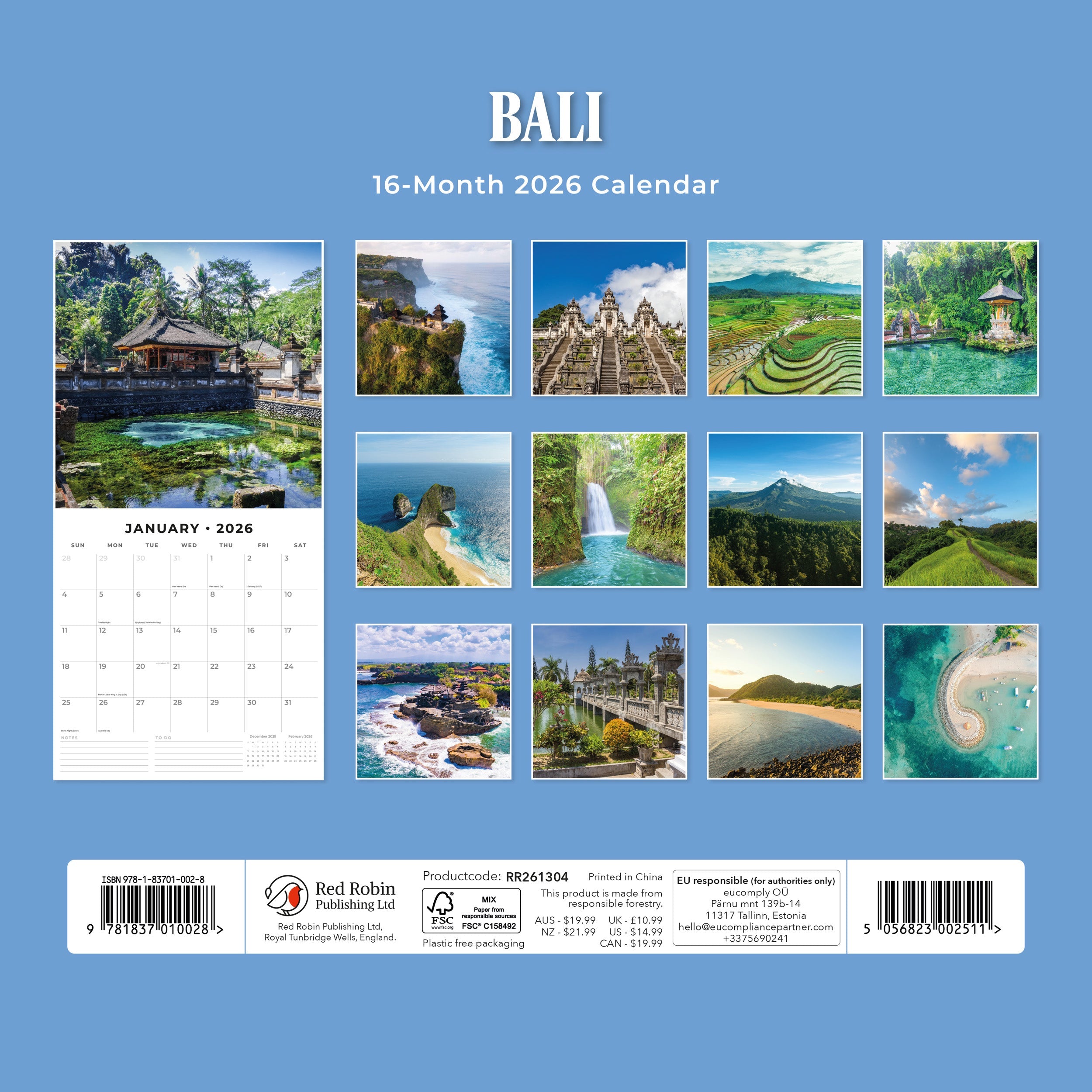 2026 Bali - Square Wall Calendar