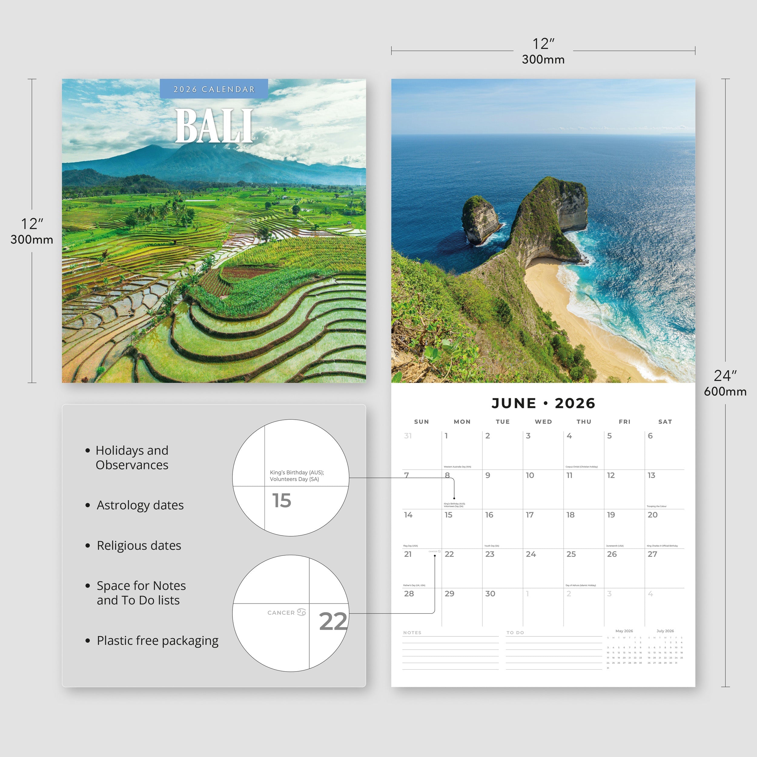 2026 Bali - Square Wall Calendar