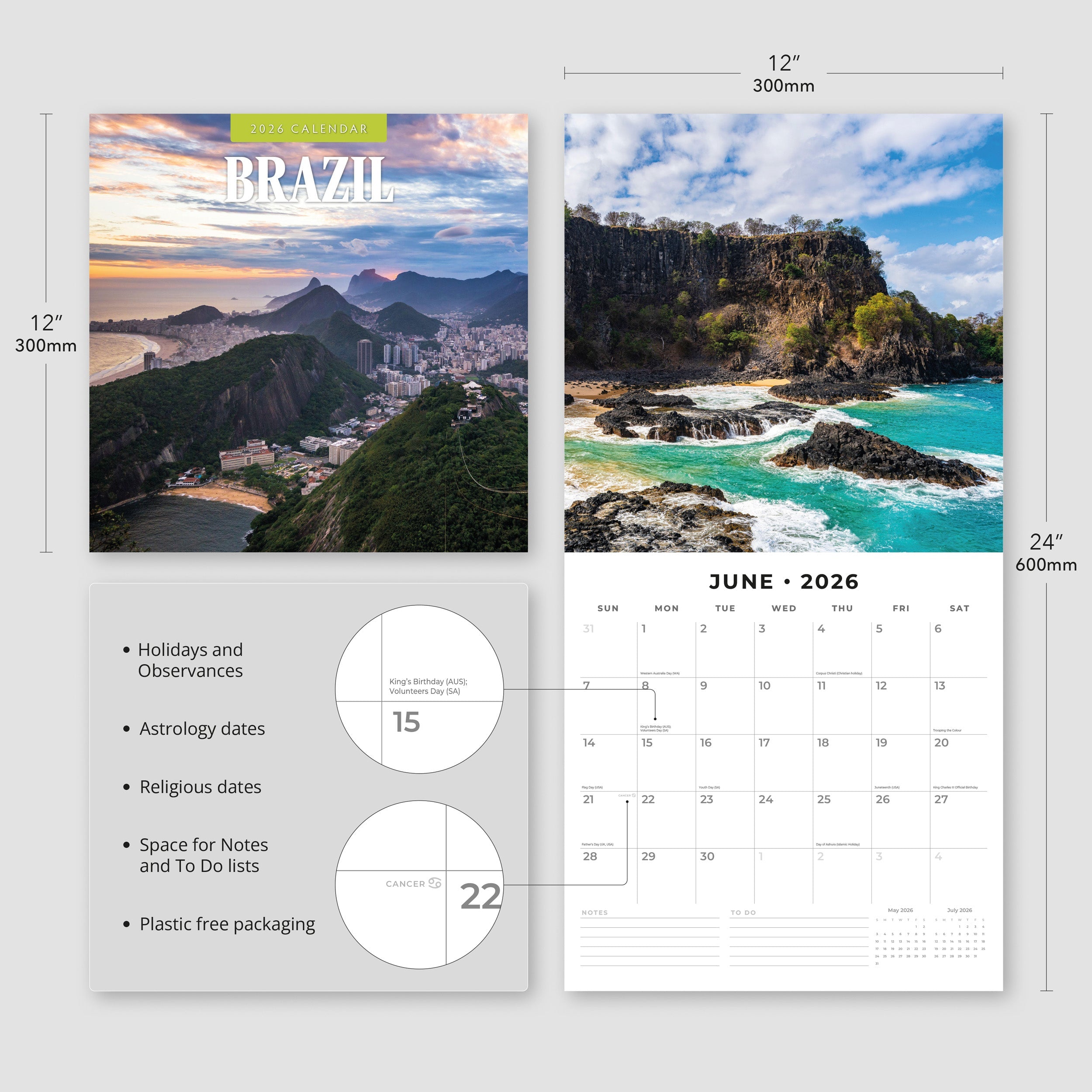 2026 Brazil - Square Wall Calendar