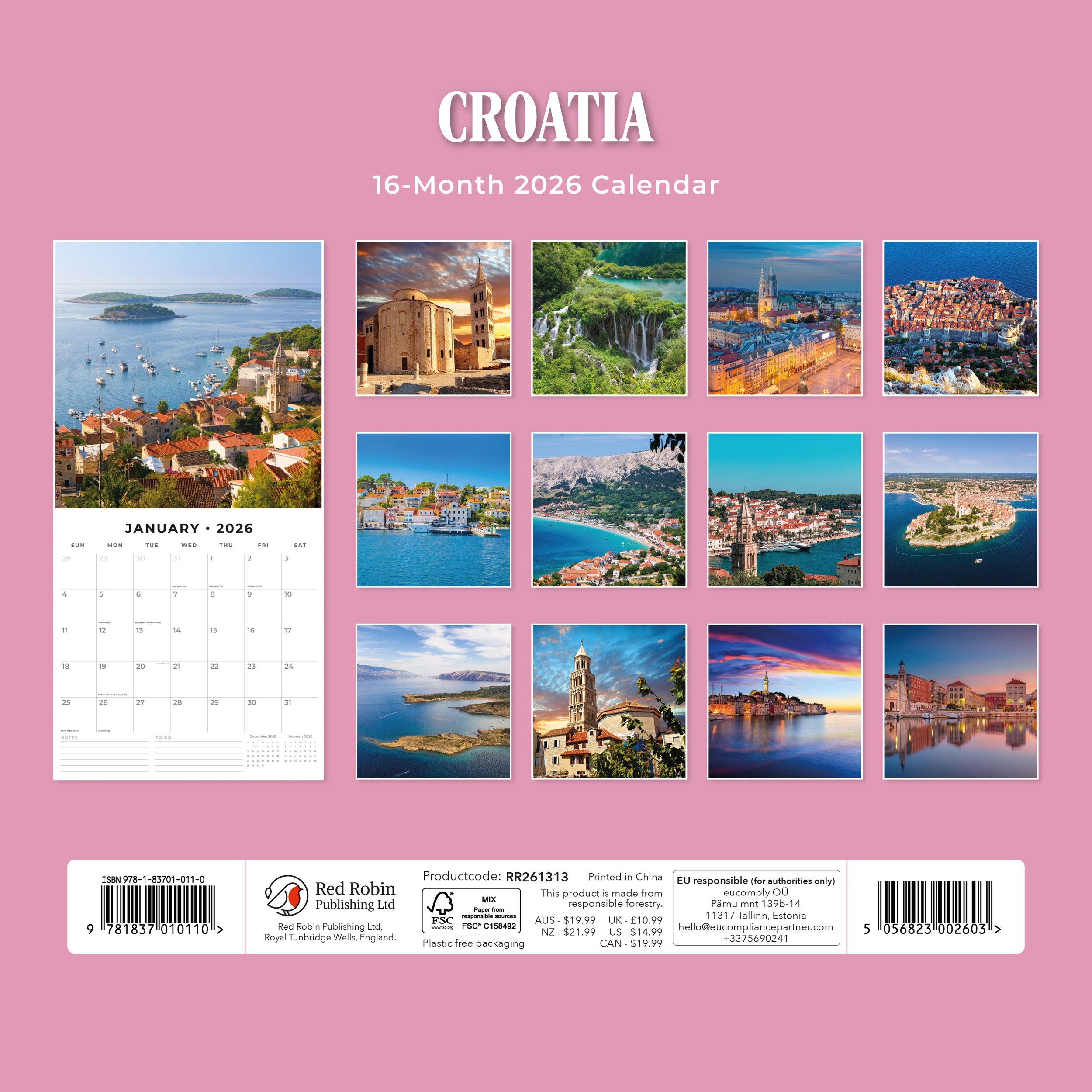 2026 Croatia - Square Wall Calendar