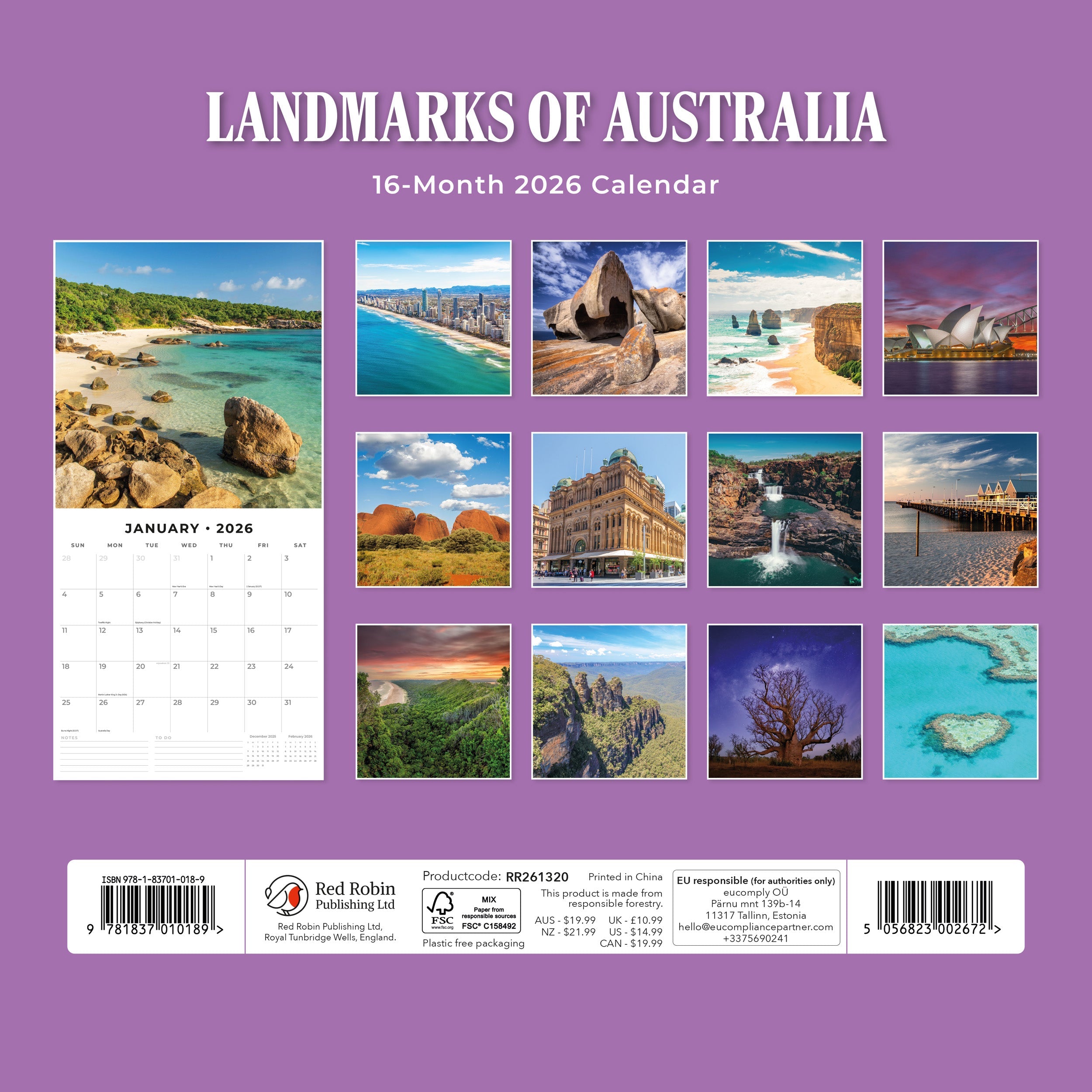 2026 Landmarks of Australia - Square Wall Calendar