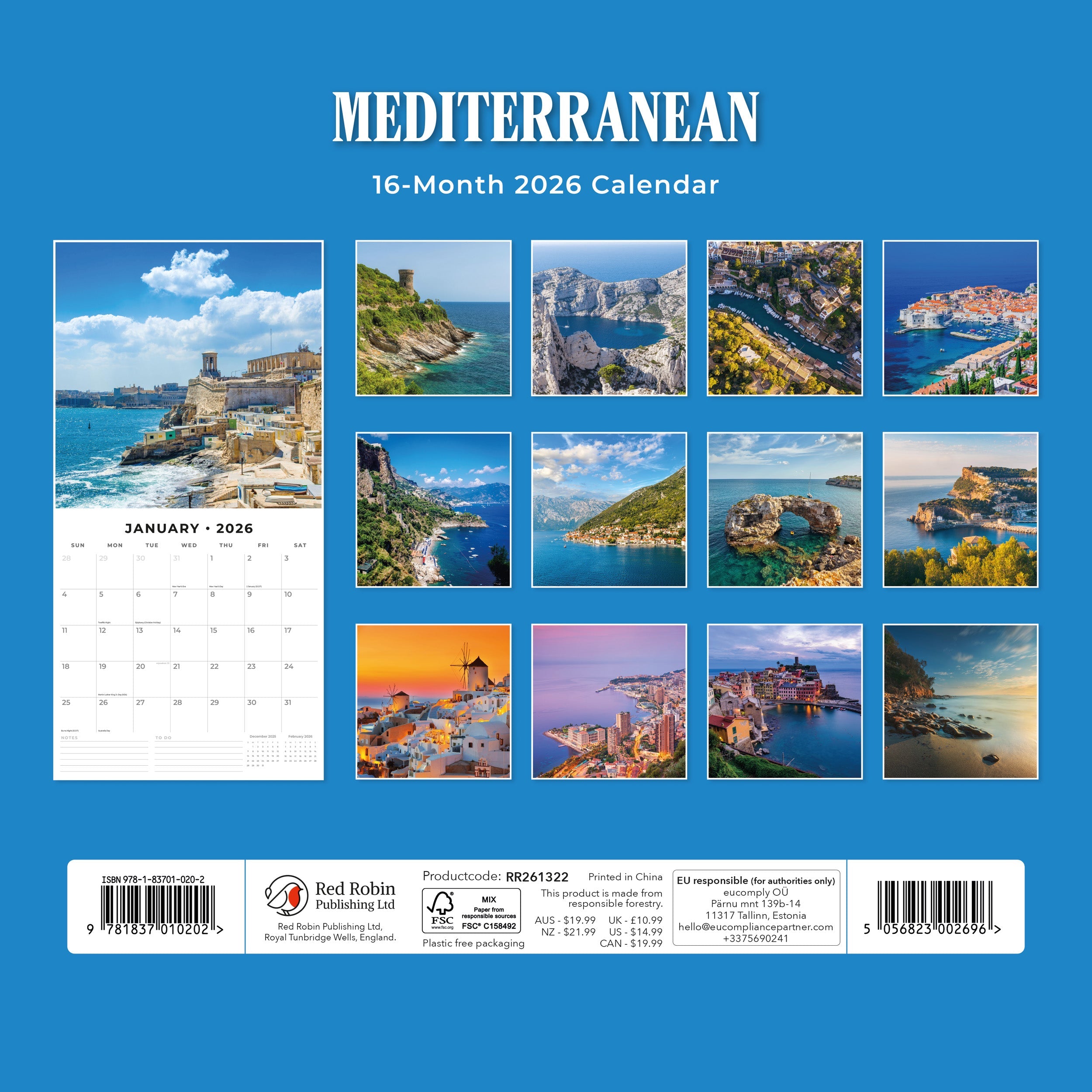 2026 Mediterranean - Square Wall Calendar
