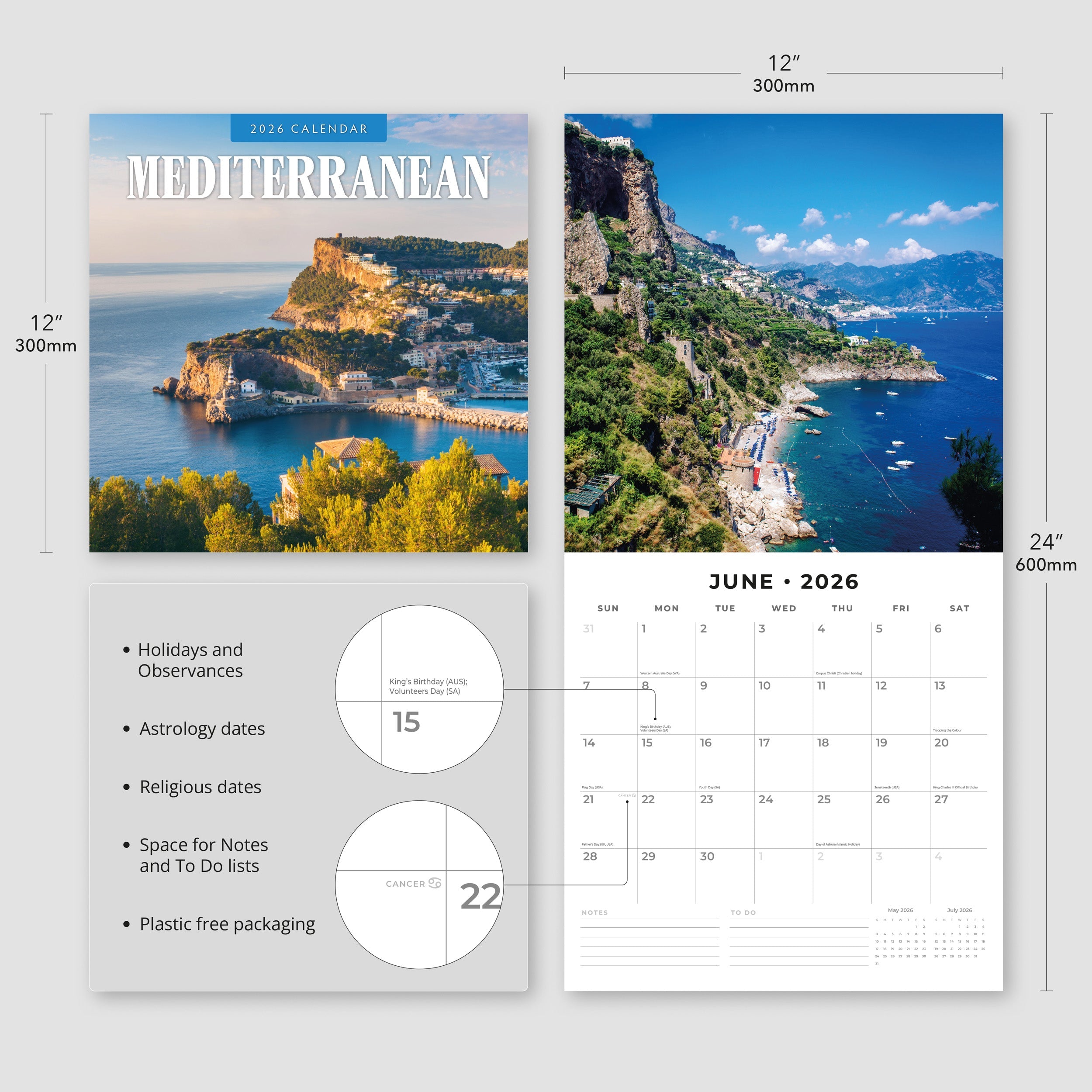 2026 Mediterranean - Square Wall Calendar