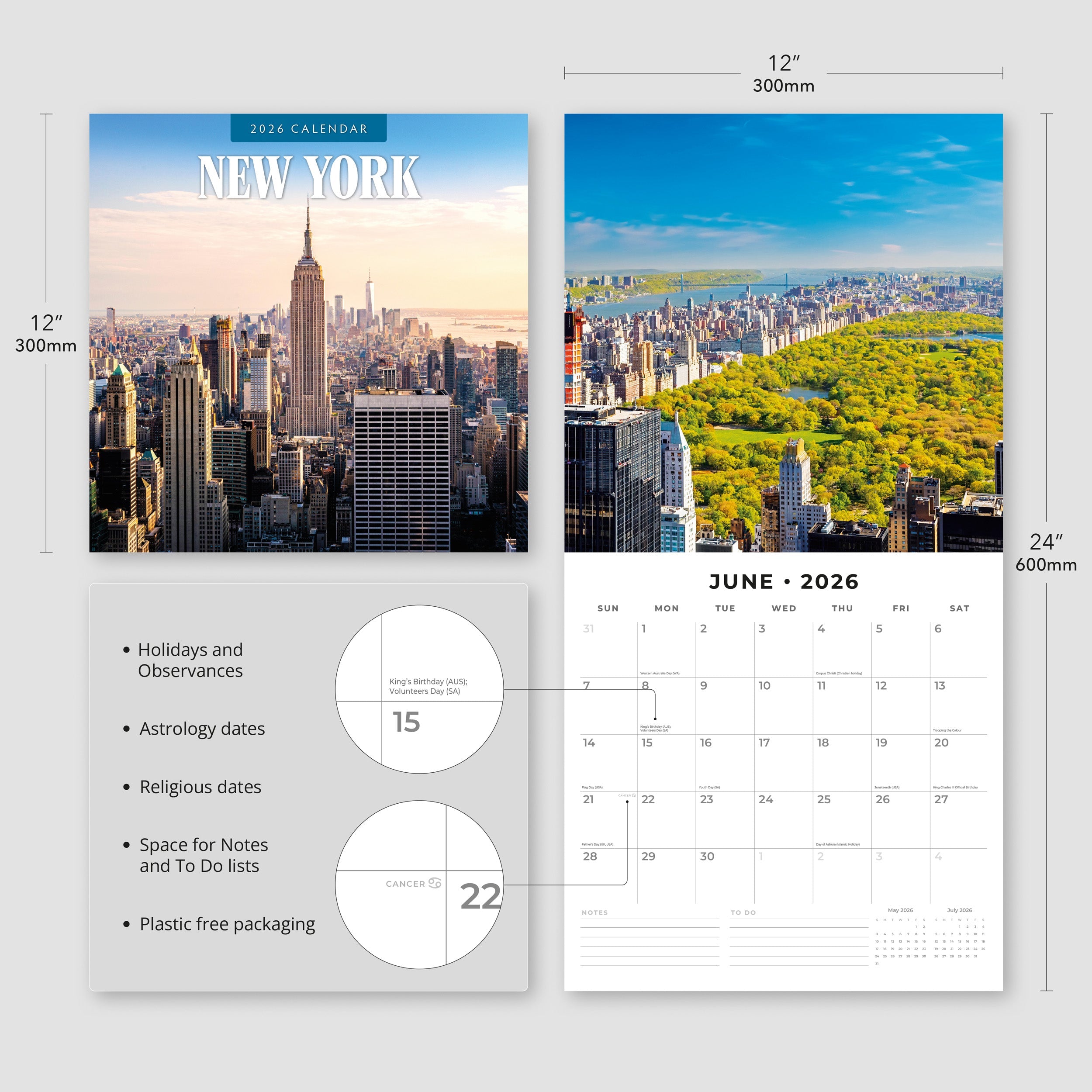 2026 New York - Square Wall Calendar