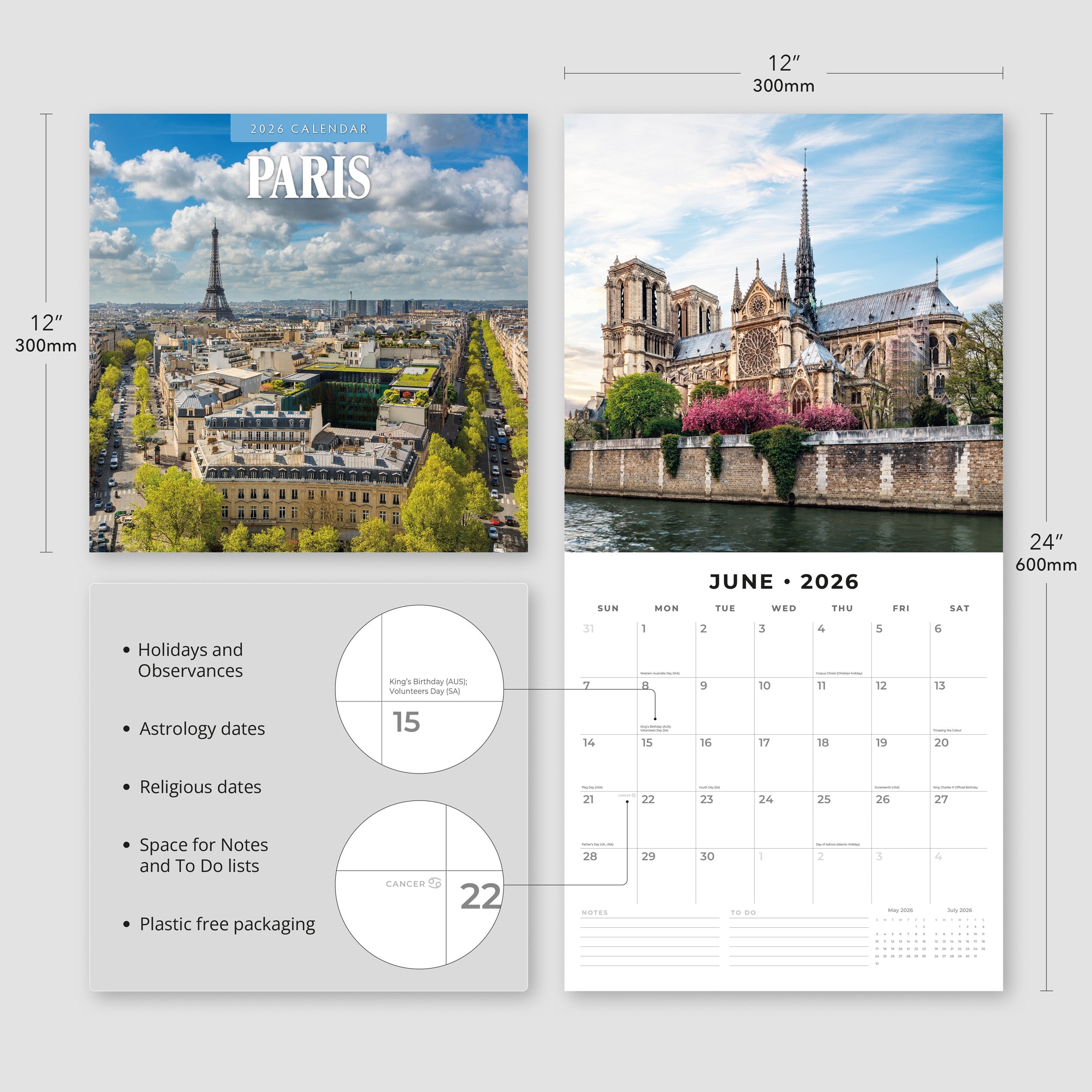 2026 Paris - Square Wall Calendar