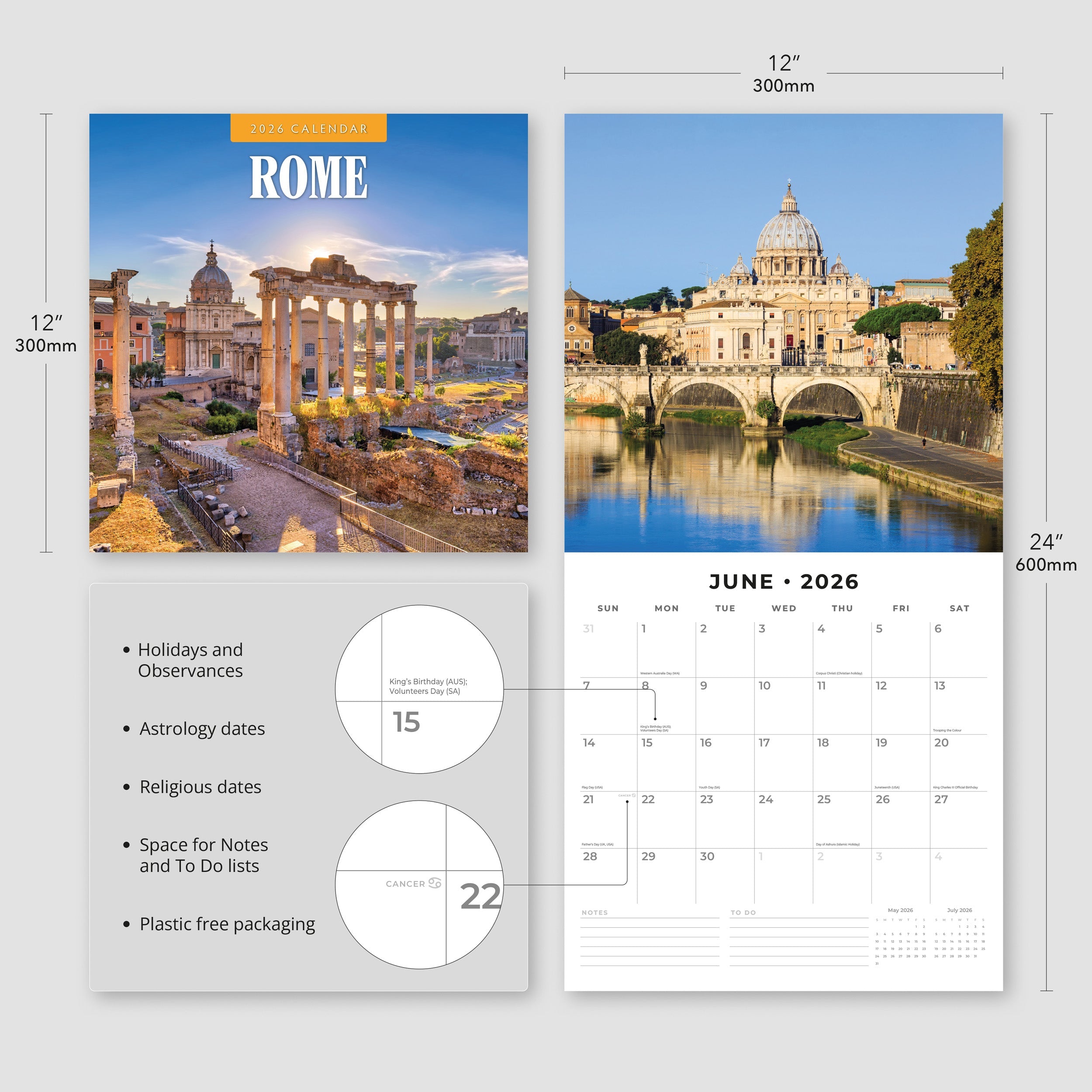 2026 Rome - Square Wall Calendar