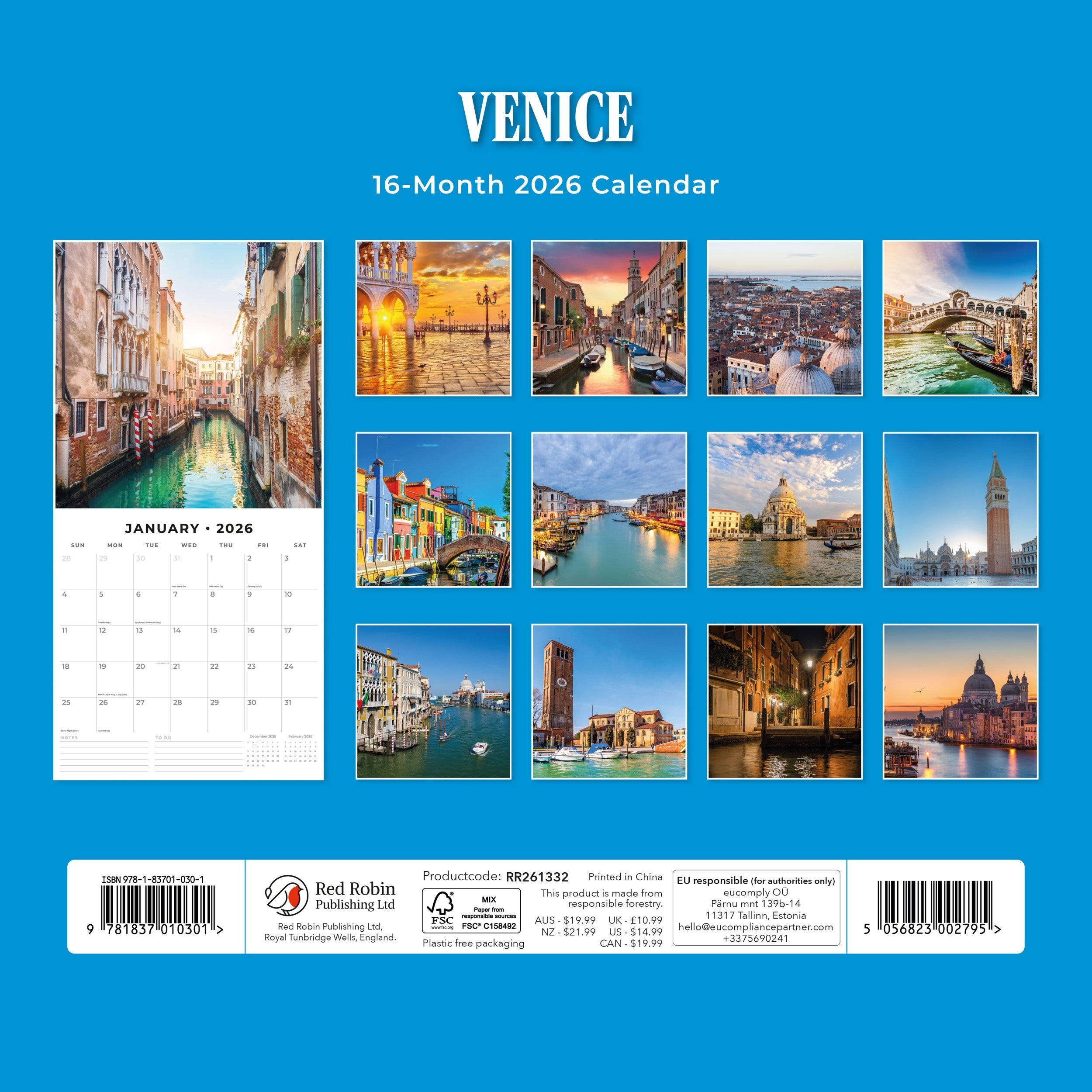 2026 Venice - Square Wall Calendar