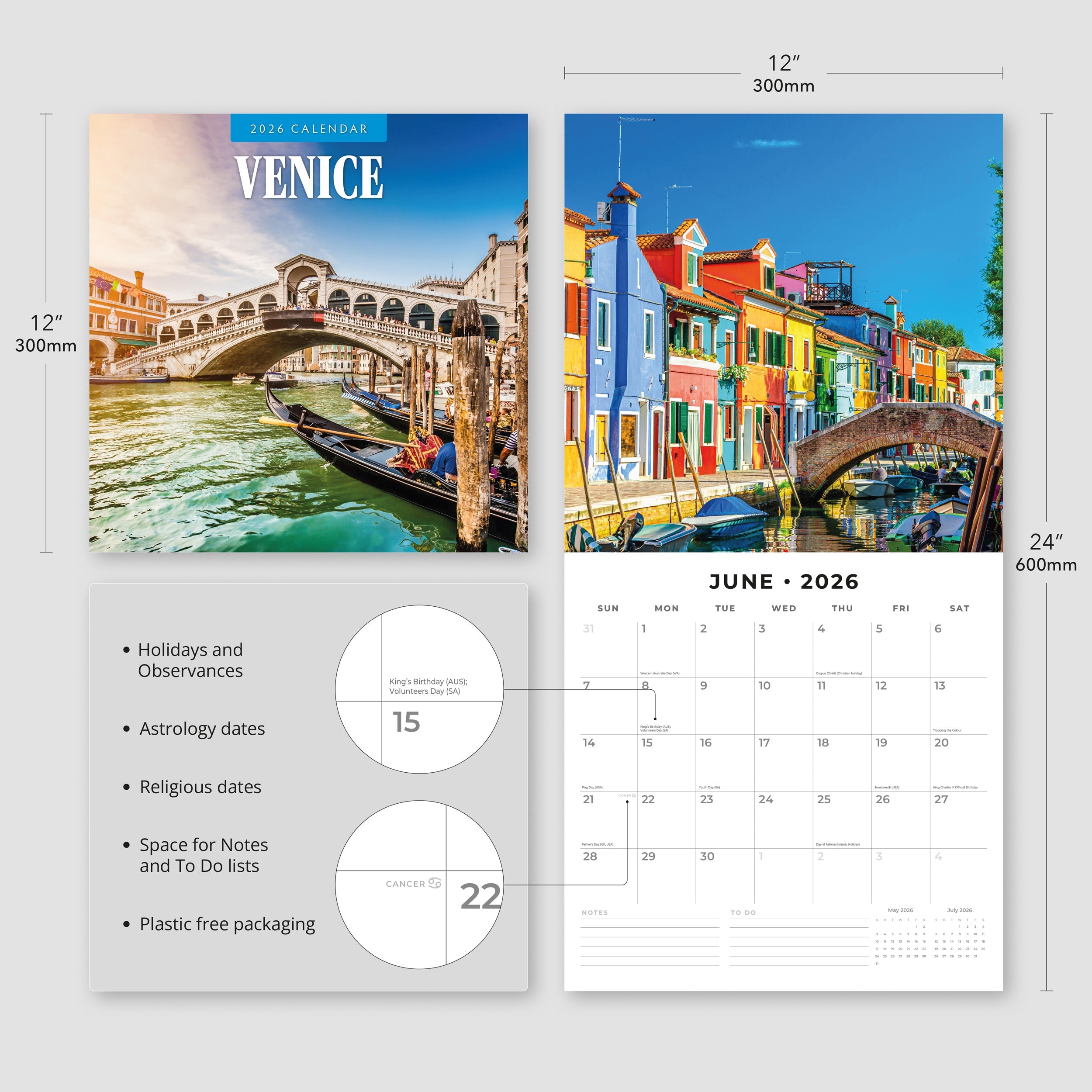 2026 Venice - Square Wall Calendar