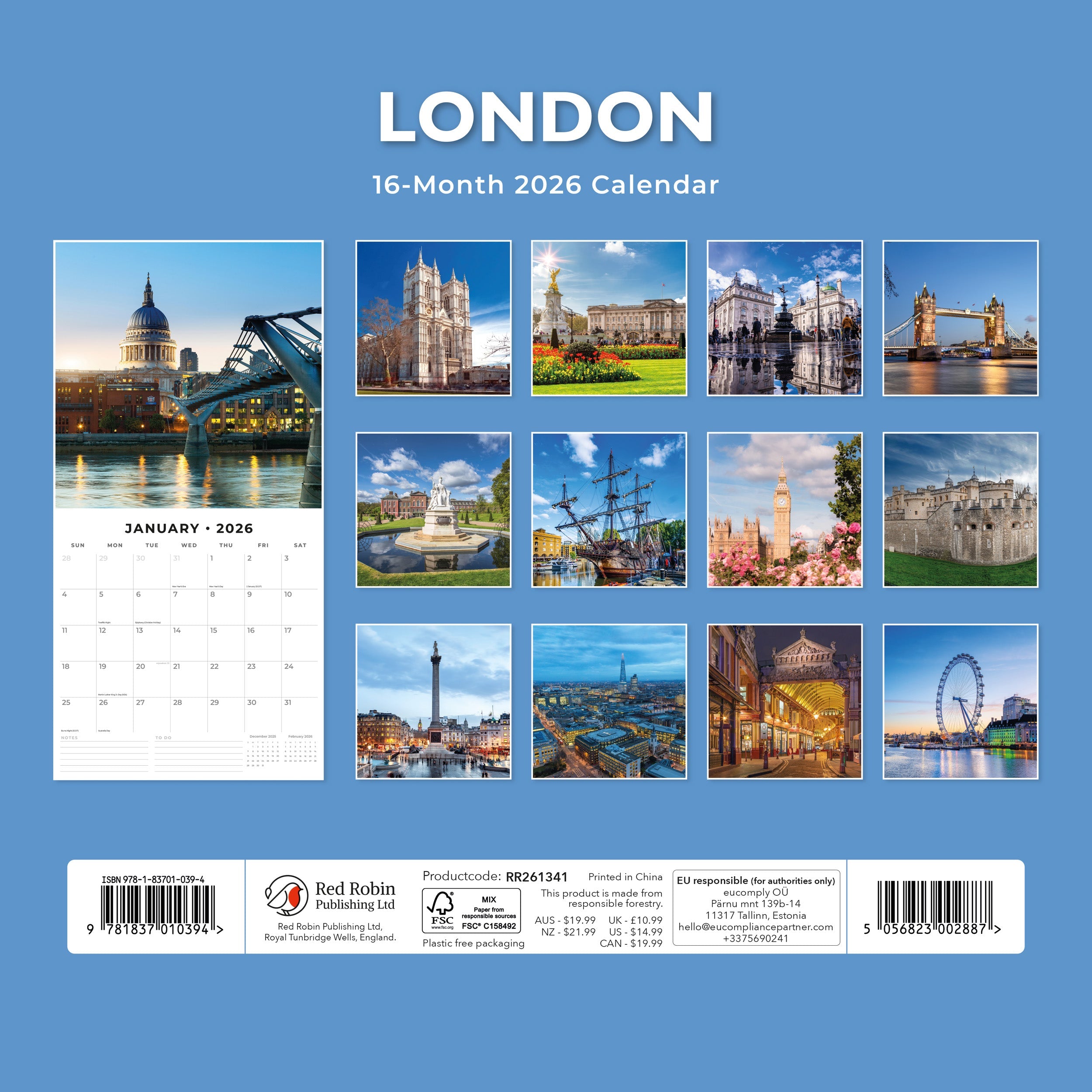 2026 London - Square Wall Calendar