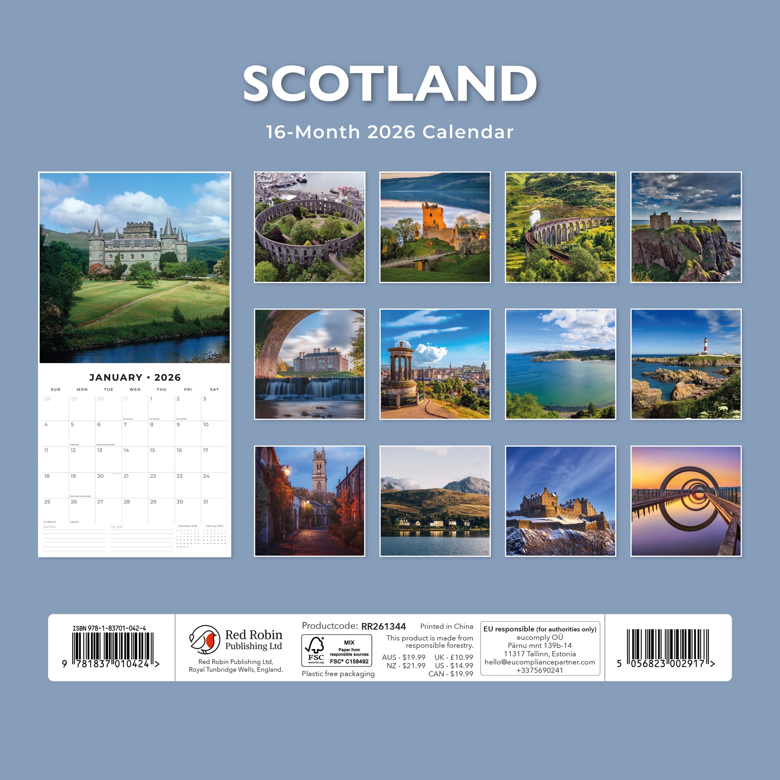 2026 Scotland - Square Wall Calendar