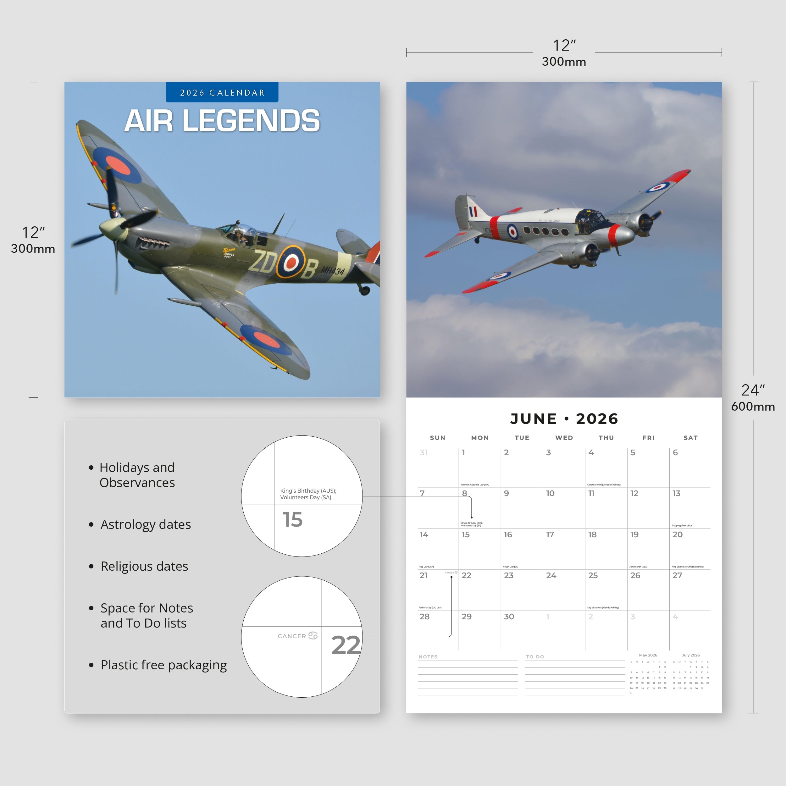 2026 Air Legends - Square Wall Calendar