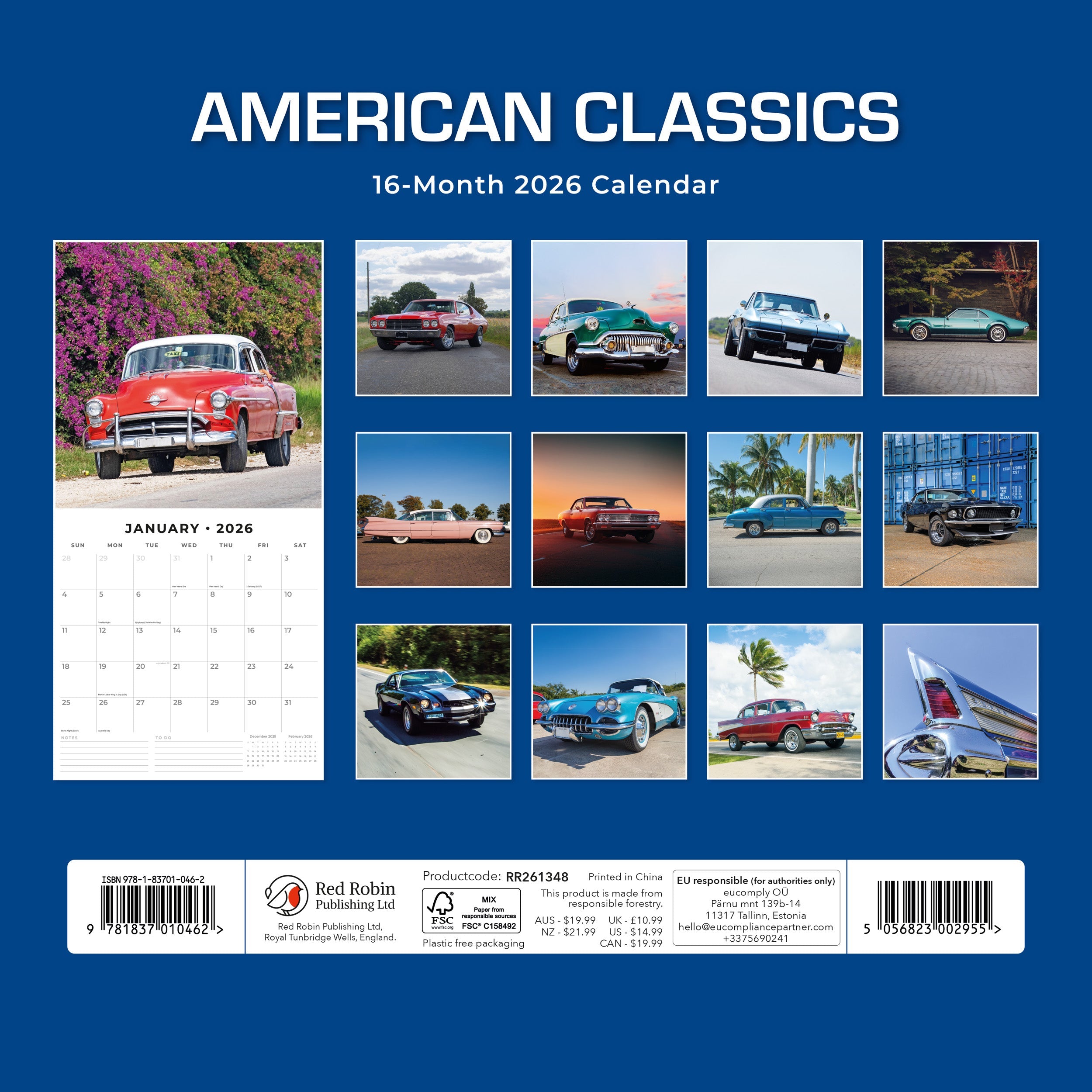 2026 American Classics - Square Wall Calendar