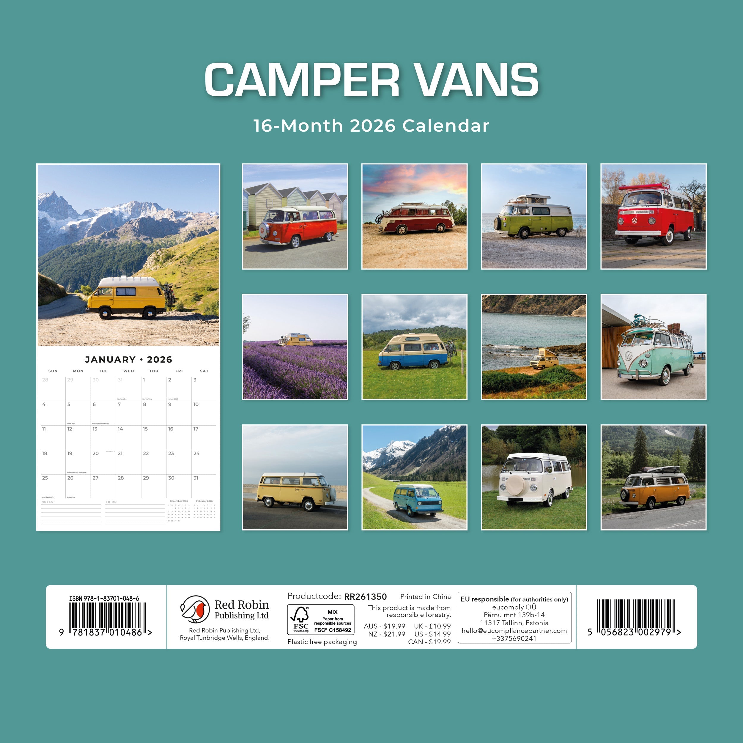 2026 Camper Vans - Square Wall Calendar