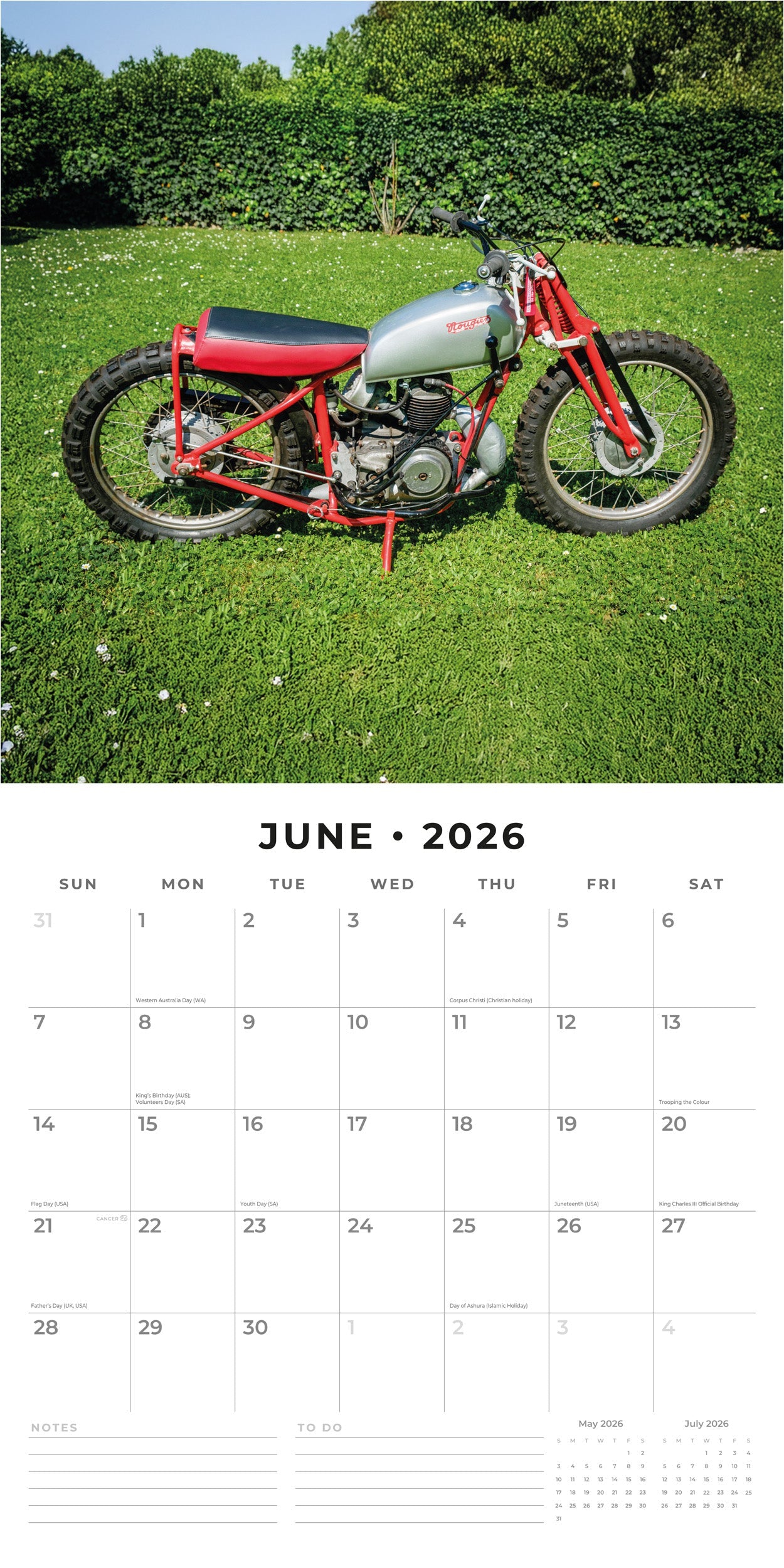 2026 Classic Bikes - Square Wall Calendar
