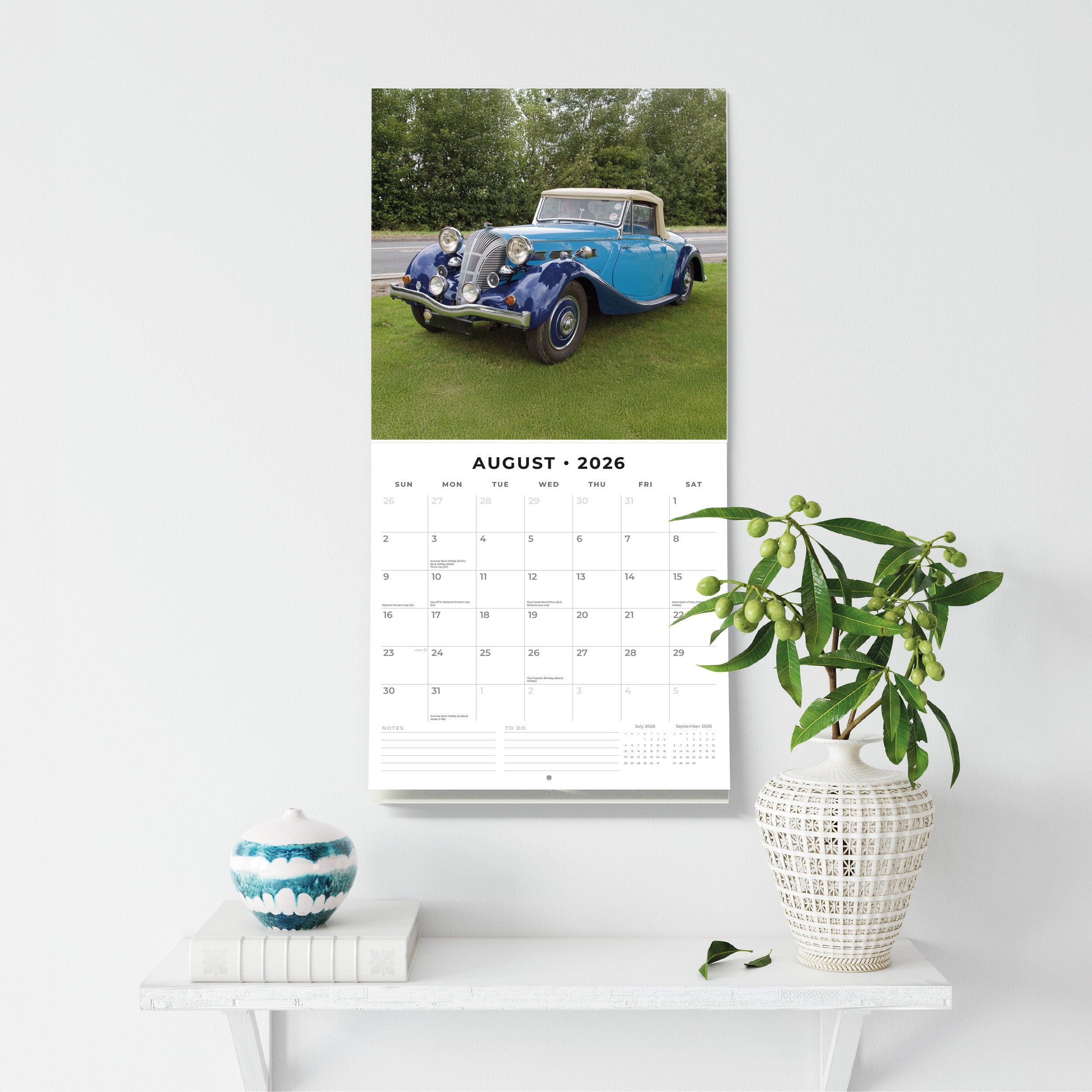 2026 Classic Cars - Square Wall Calendar